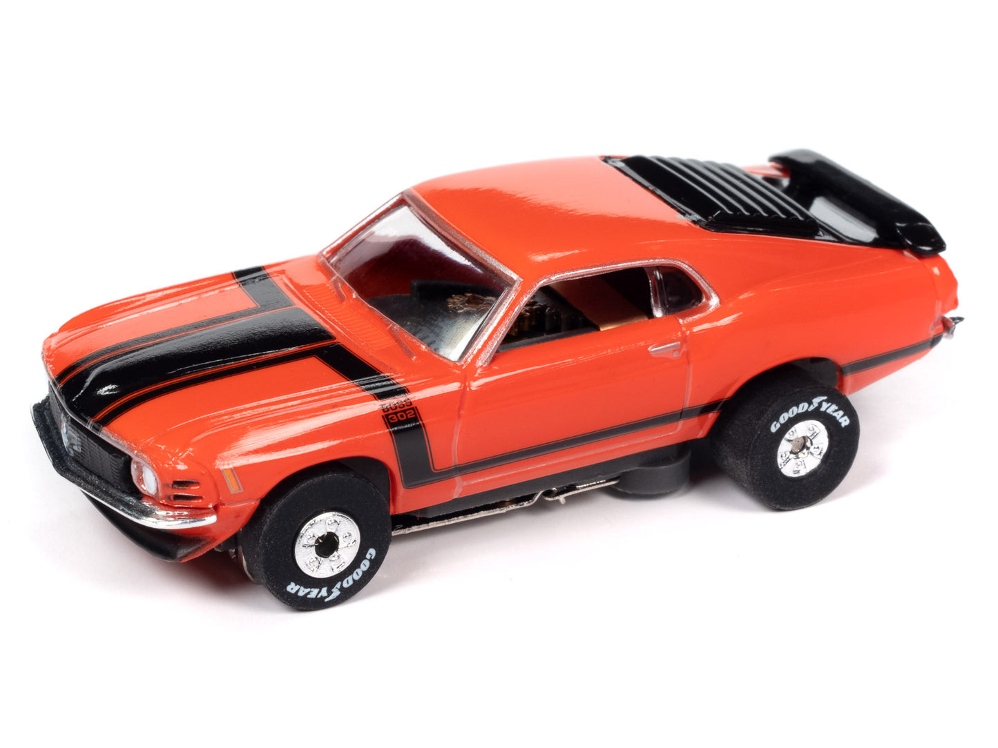 1970 Ford Mustang Boss 302 (Red) H.O. Scale Slot Car, ThunderJet Chassis