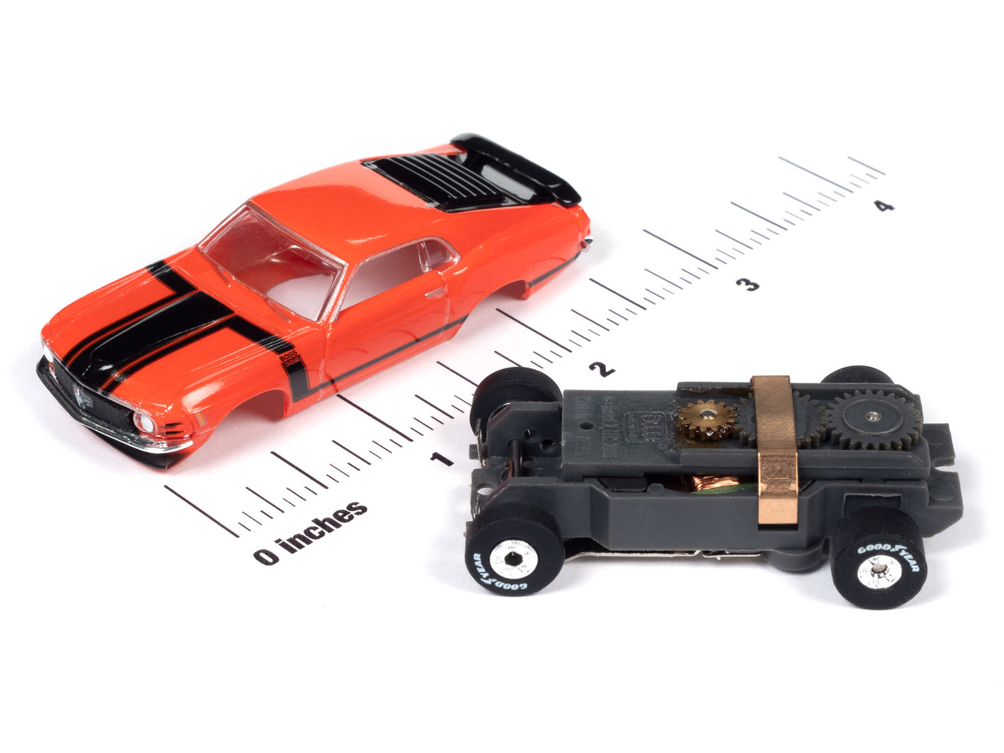 1970 Ford Mustang Boss 302 (Red) H.O. Scale Slot Car, ThunderJet Chassis