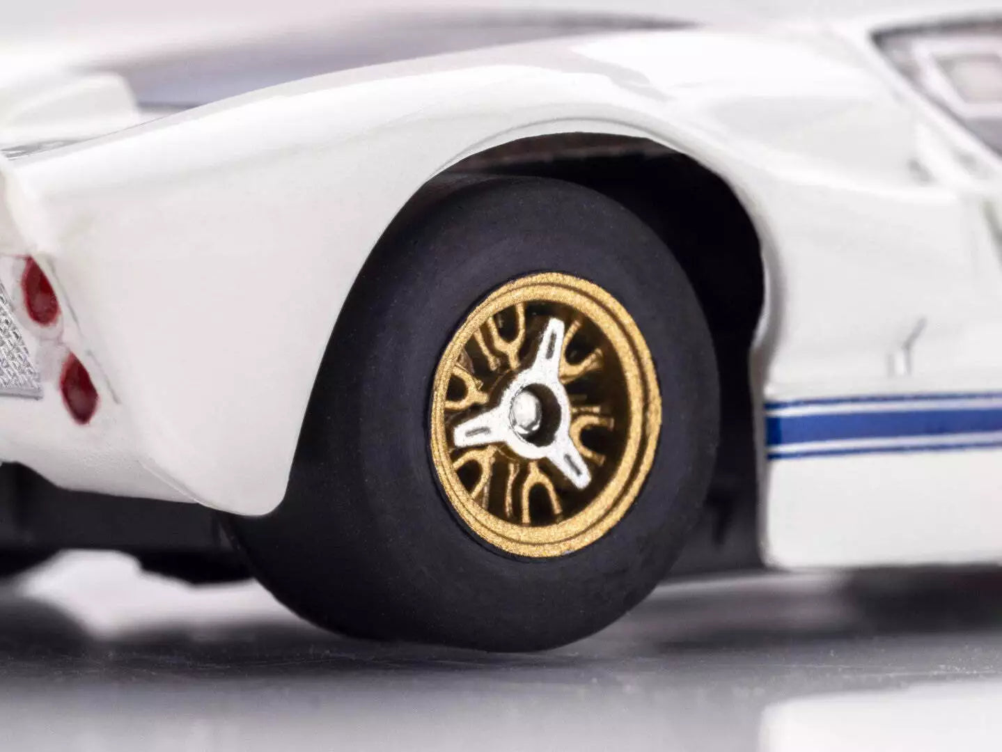 AFX Ford GT40 MK IIB Daytona, White #97, Mega G Plus Chassis Collector Series Clear, H.O. Scale Slot Car