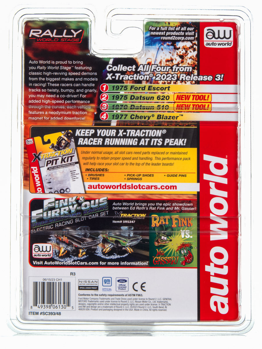 1975 Datsun 620 Pickup (Red/White/Blue) H.O. Scale Slot Car, Xtraction Chassis