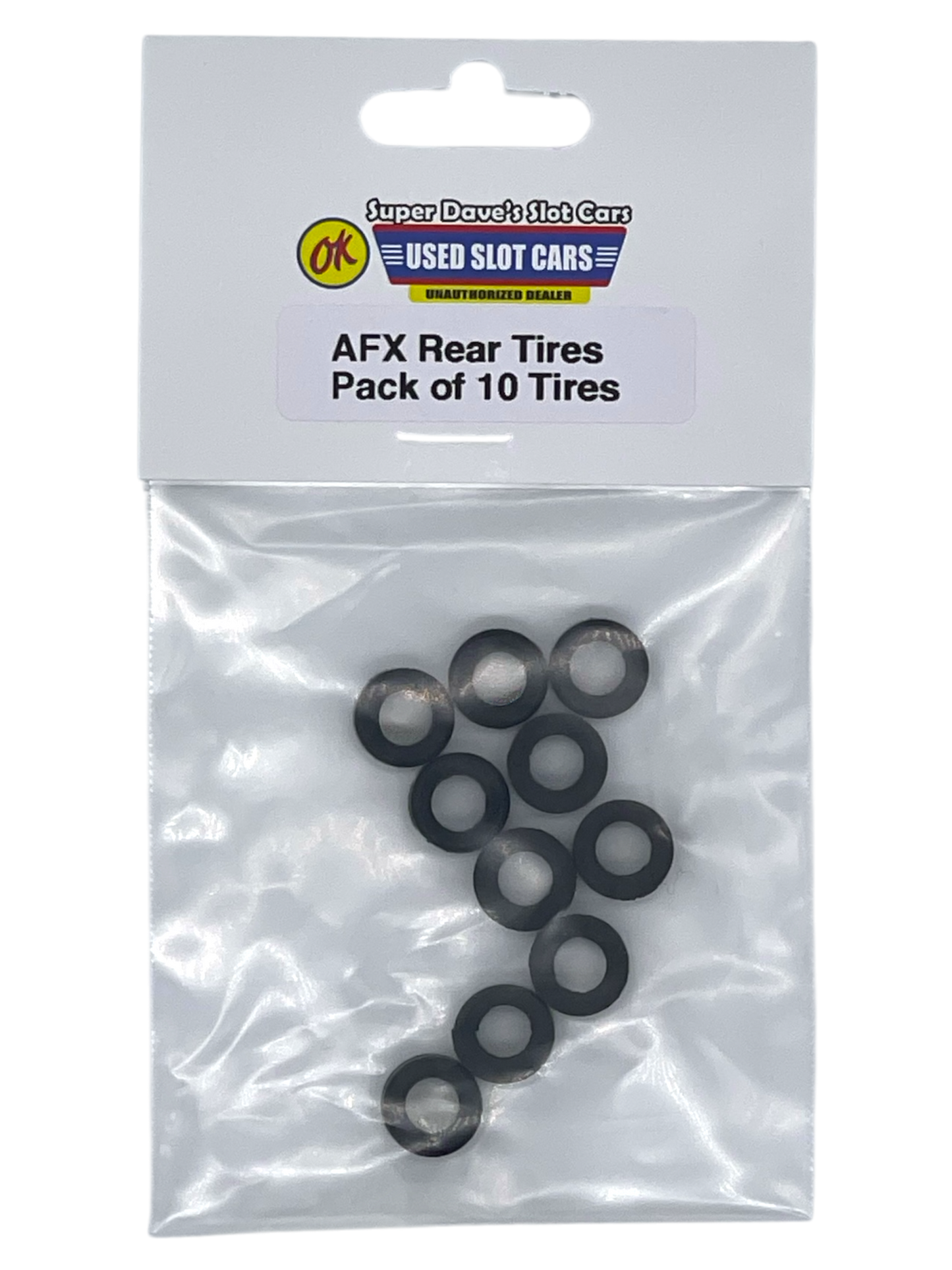AFX REAR Silicone Replacement Tires, 10 Slot Car Tires, Fits AFX and X-Traction
