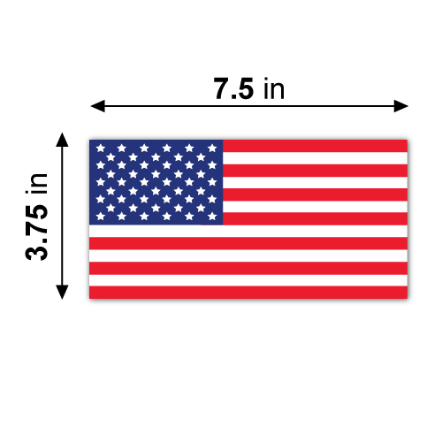 7.5" x 3.75" American Flag Rectangle Stickers
