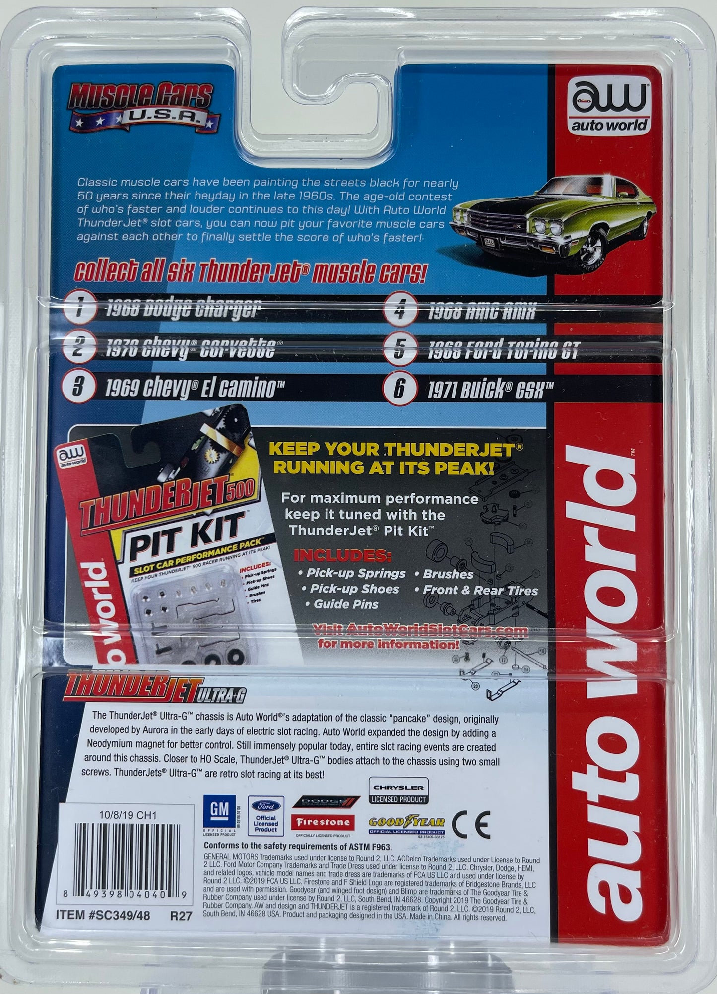 1969 Chevy El Camino Red Muscle Cars U.S.A., H.O. Scale Slot Car, ThunderJet Chassis