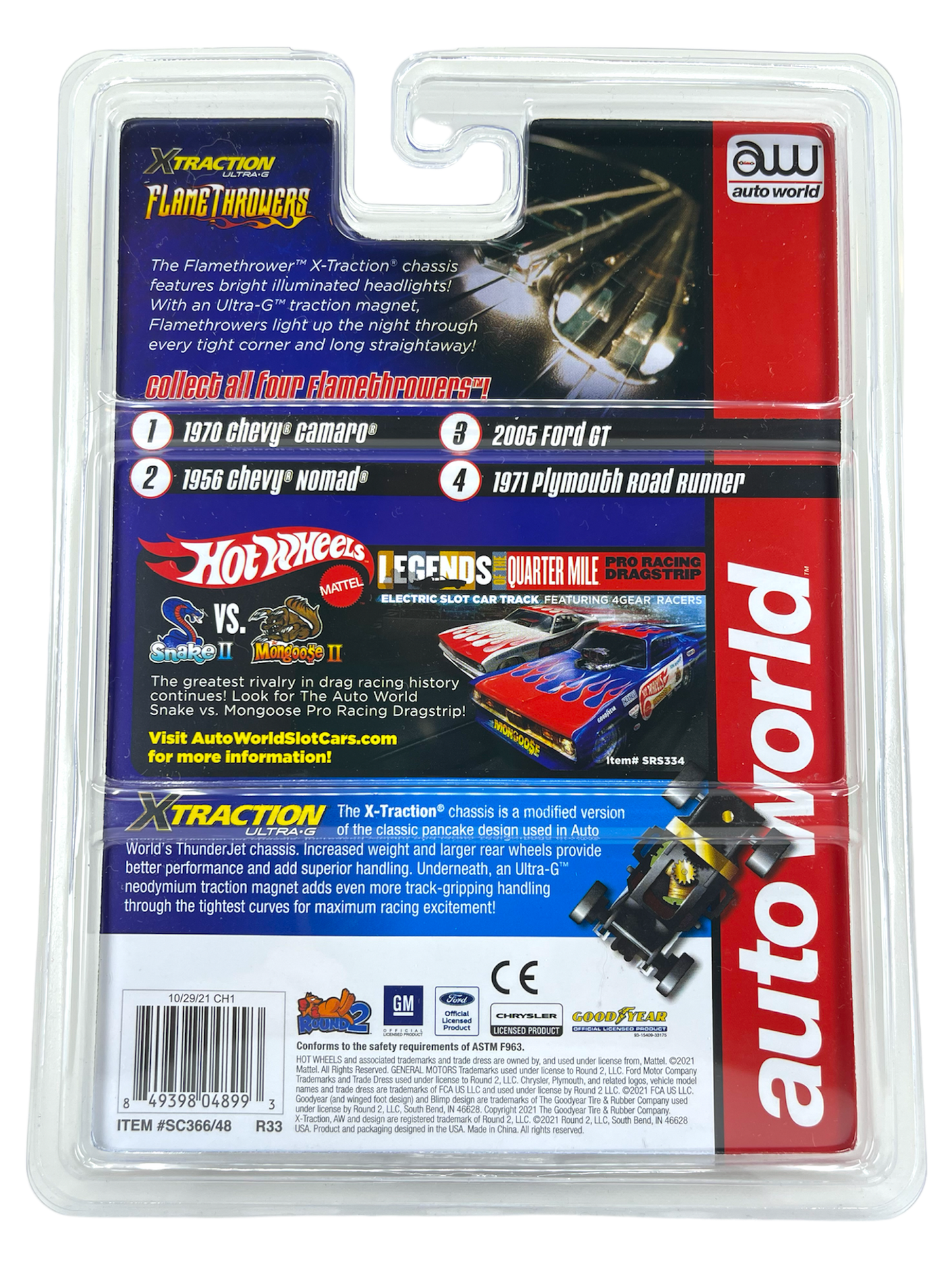 1971 Plymouth Road Runner FlameThrower iWheels Chase H.O. Scale Slot Car, Xtraction Chassis