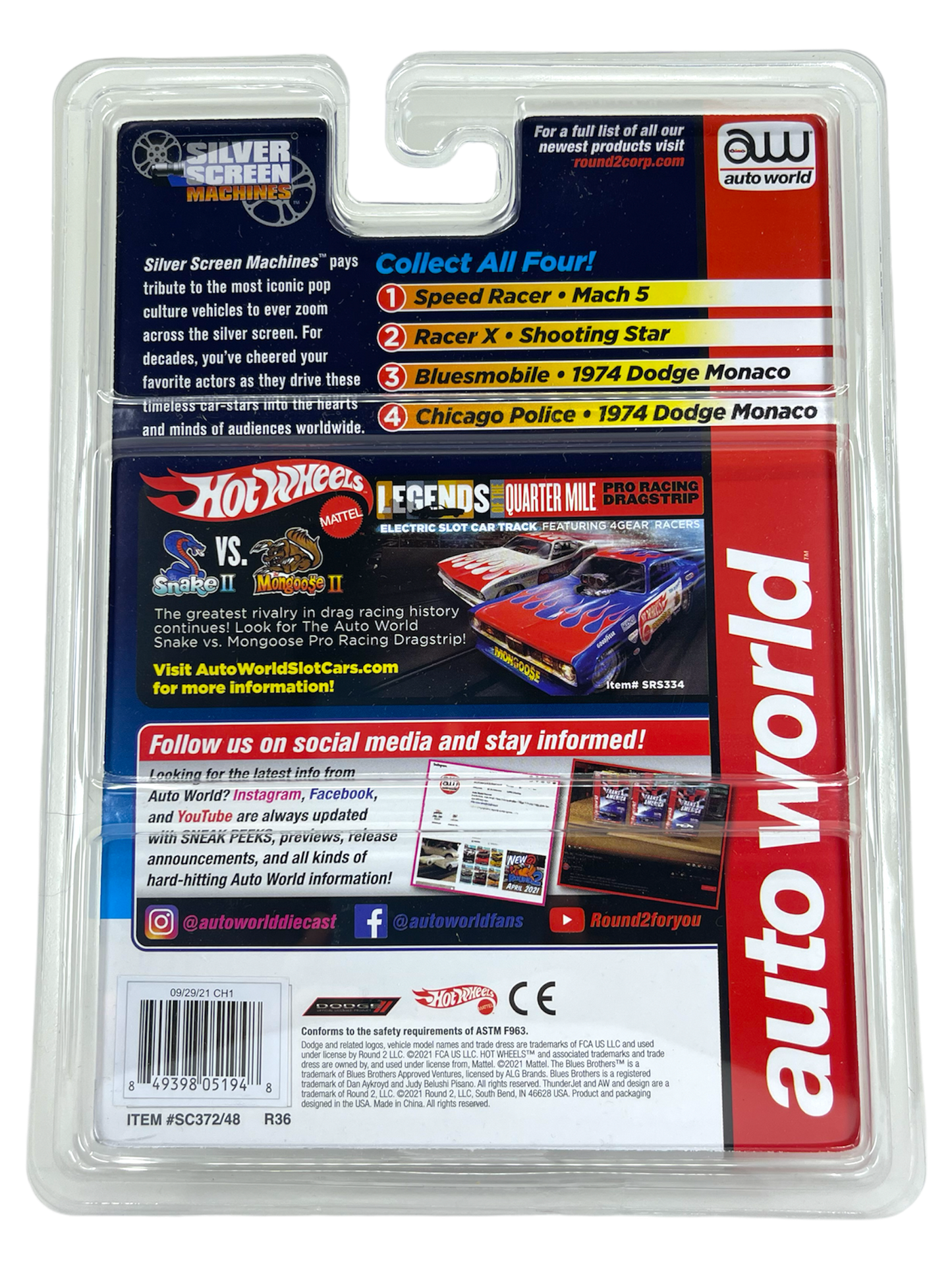 1974 Dodge Monaco Chicago Police Blues Brothers iWheels Chase H.O. Scale Slot Car, XTraction Chassis