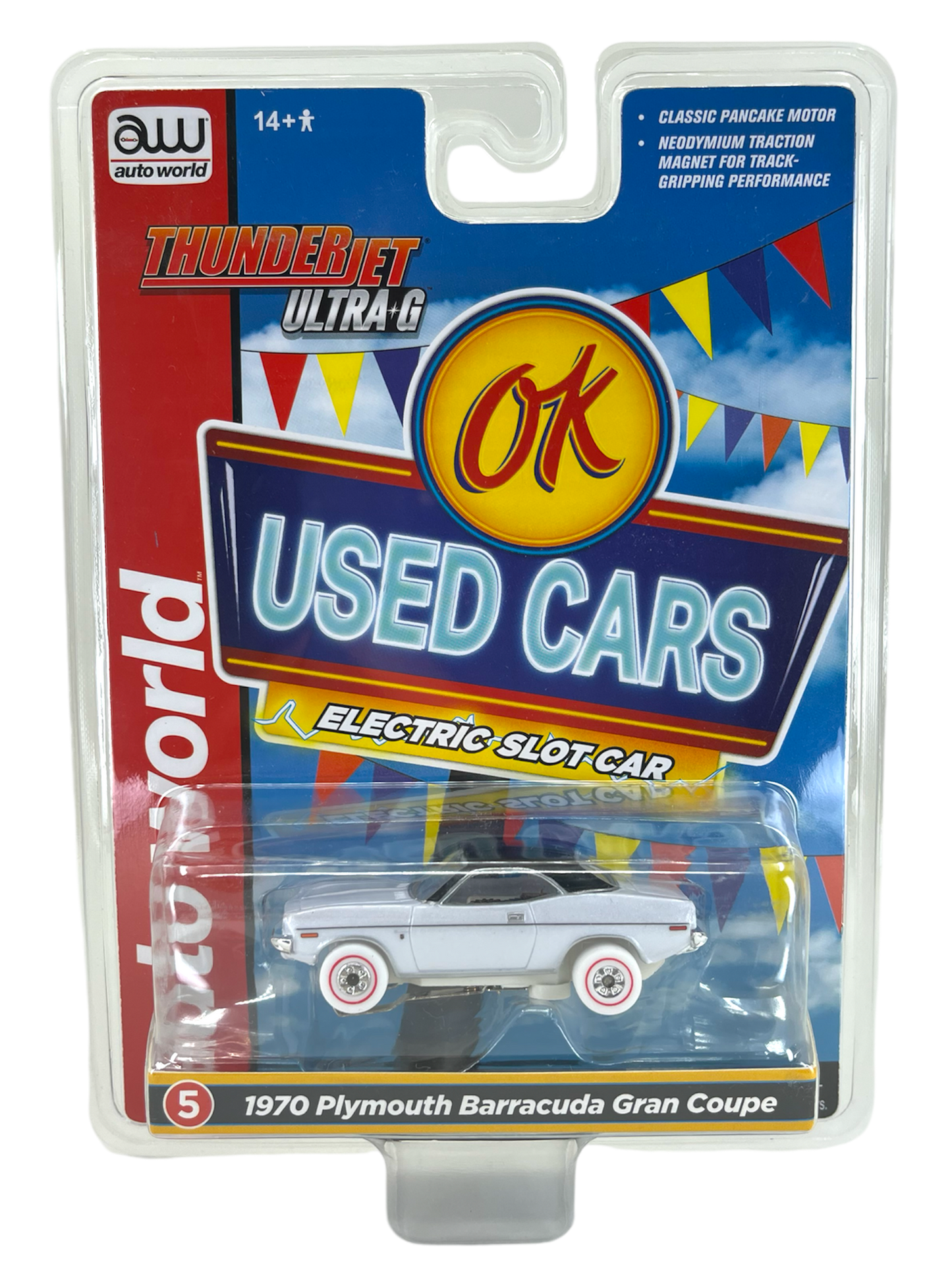 1970 Plymouth Barracuda Gran Coupe iWheels Chase H.O. Scale Slot Car, ThunderJet Chassis