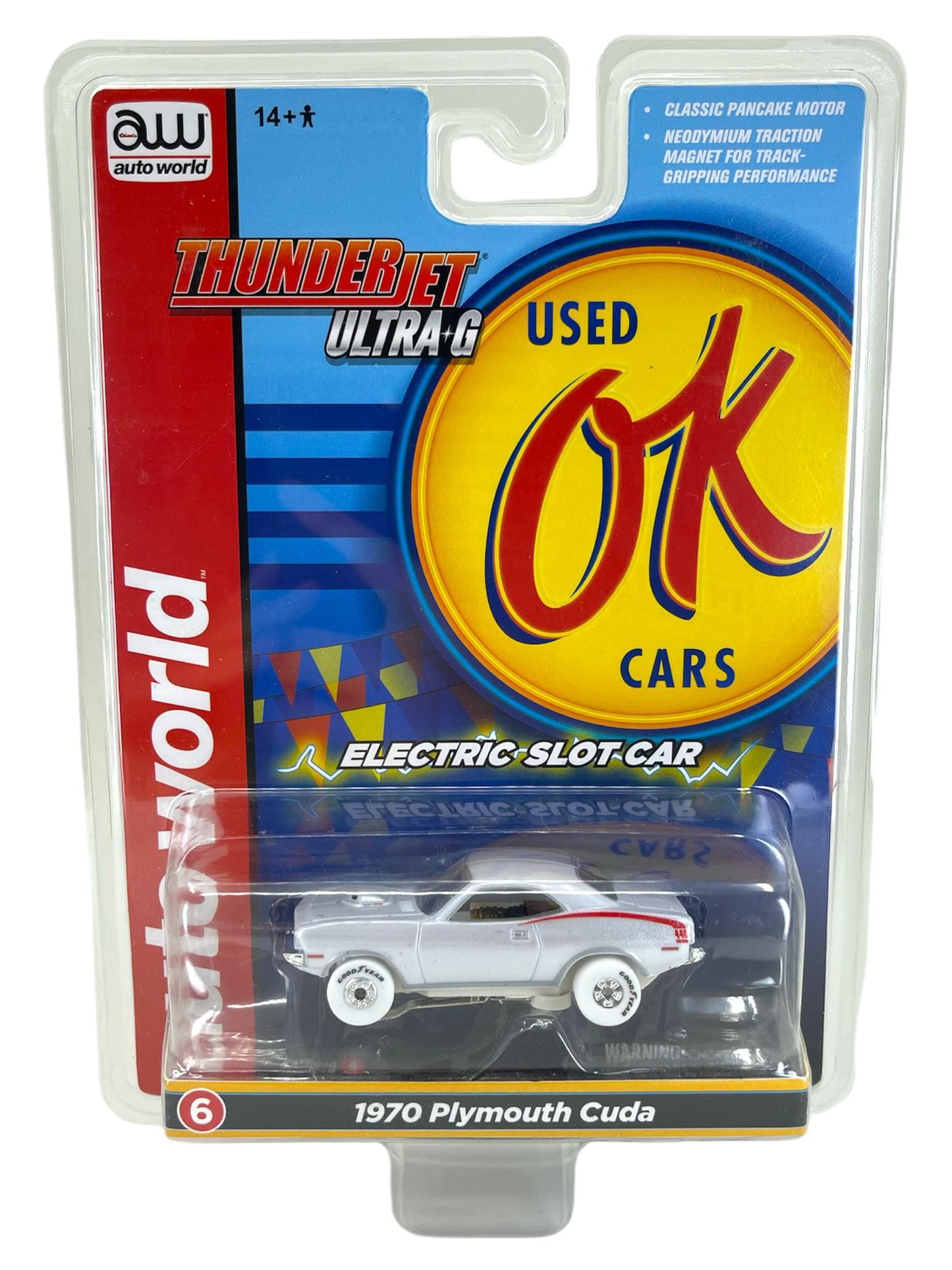 1970 Plymouth Cuda iWheels Chase H.O. Scale Slot Car, ThunderJet Chassis
