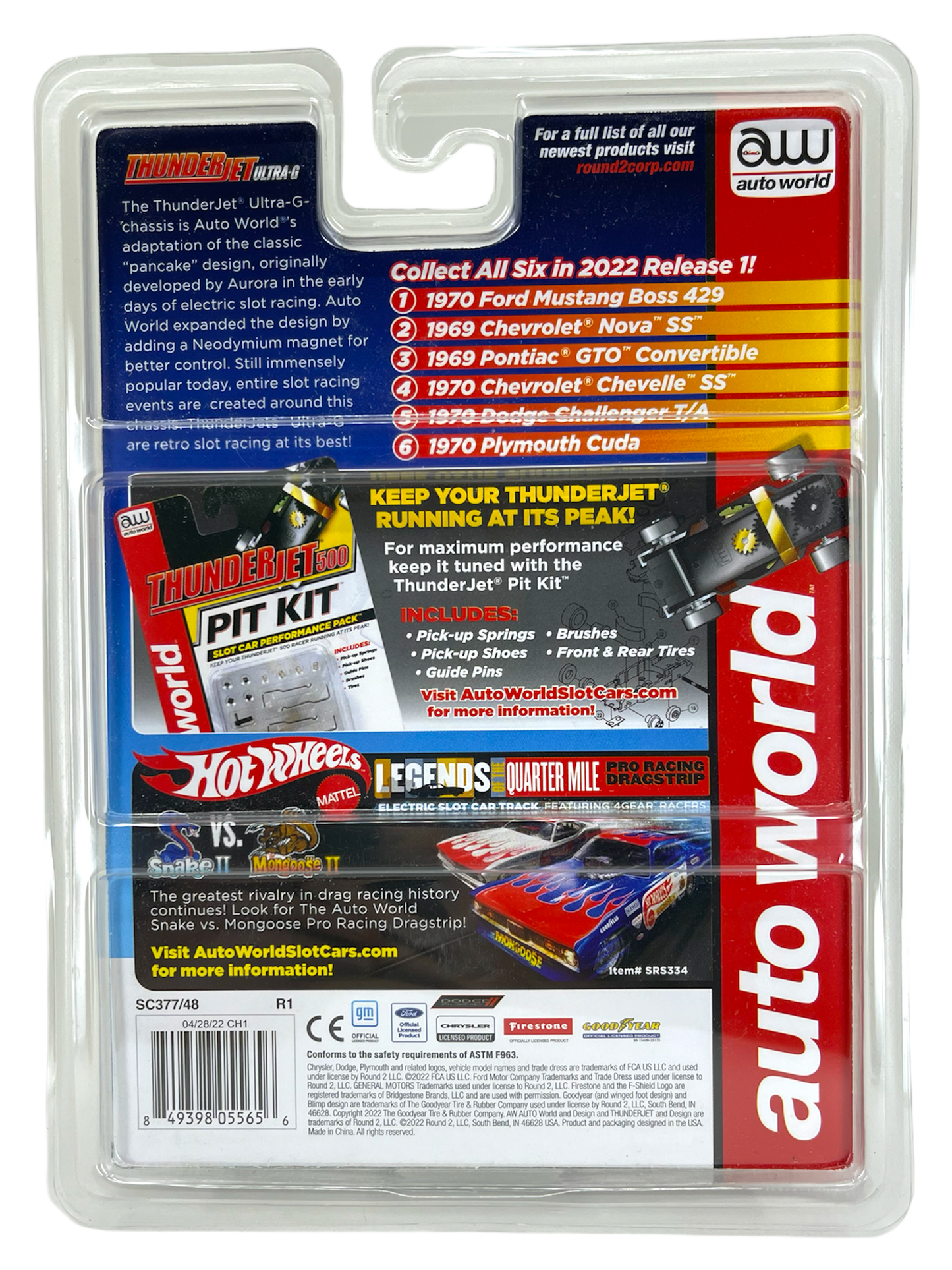 1970 Plymouth Cuda iWheels Chase H.O. Scale Slot Car, ThunderJet Chassis