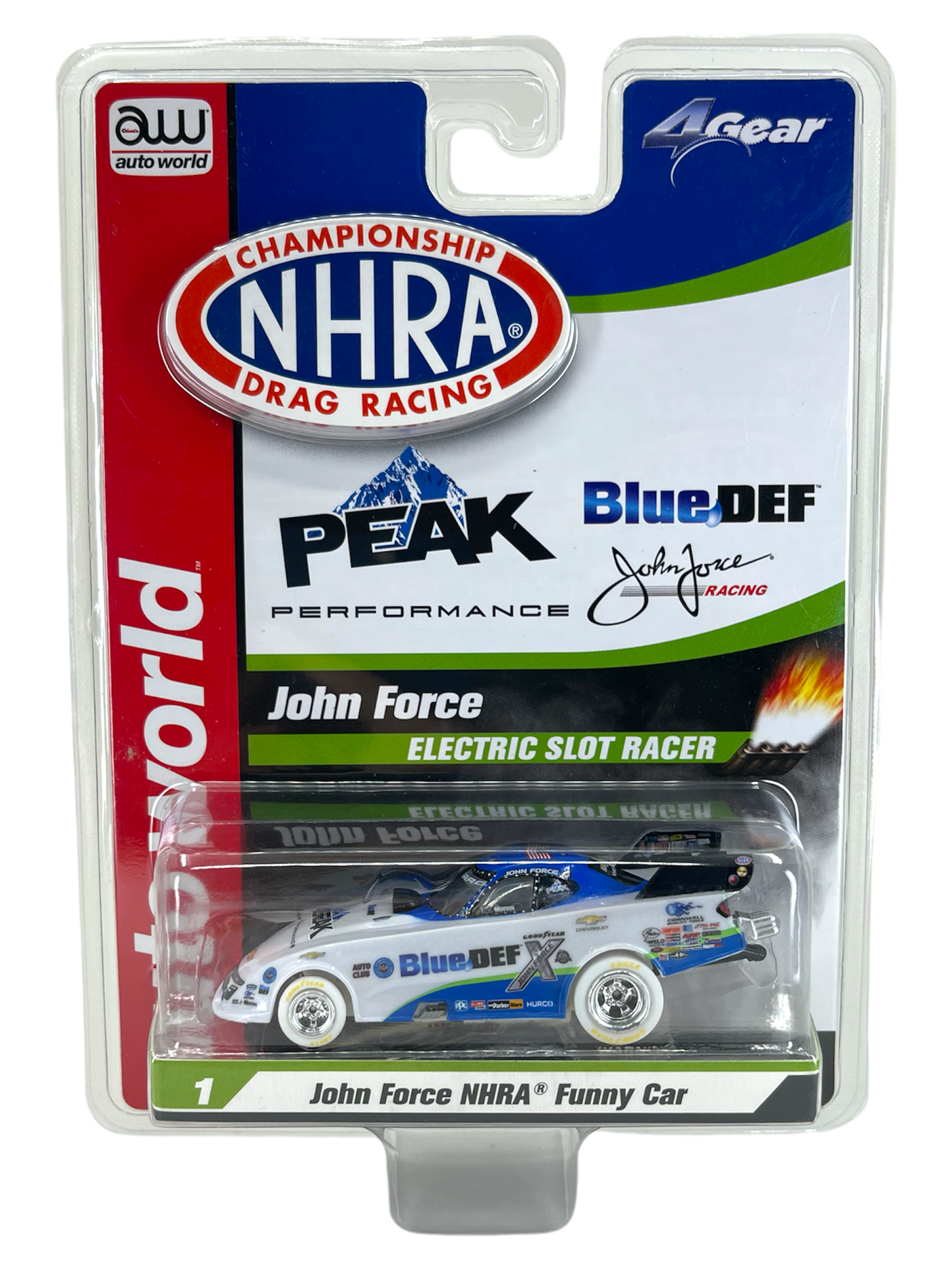 John Force NHRA Camaro Funny Car, Peak Blue DEF, iWheels Chase, 4Gear H.O. Scale Slot Car