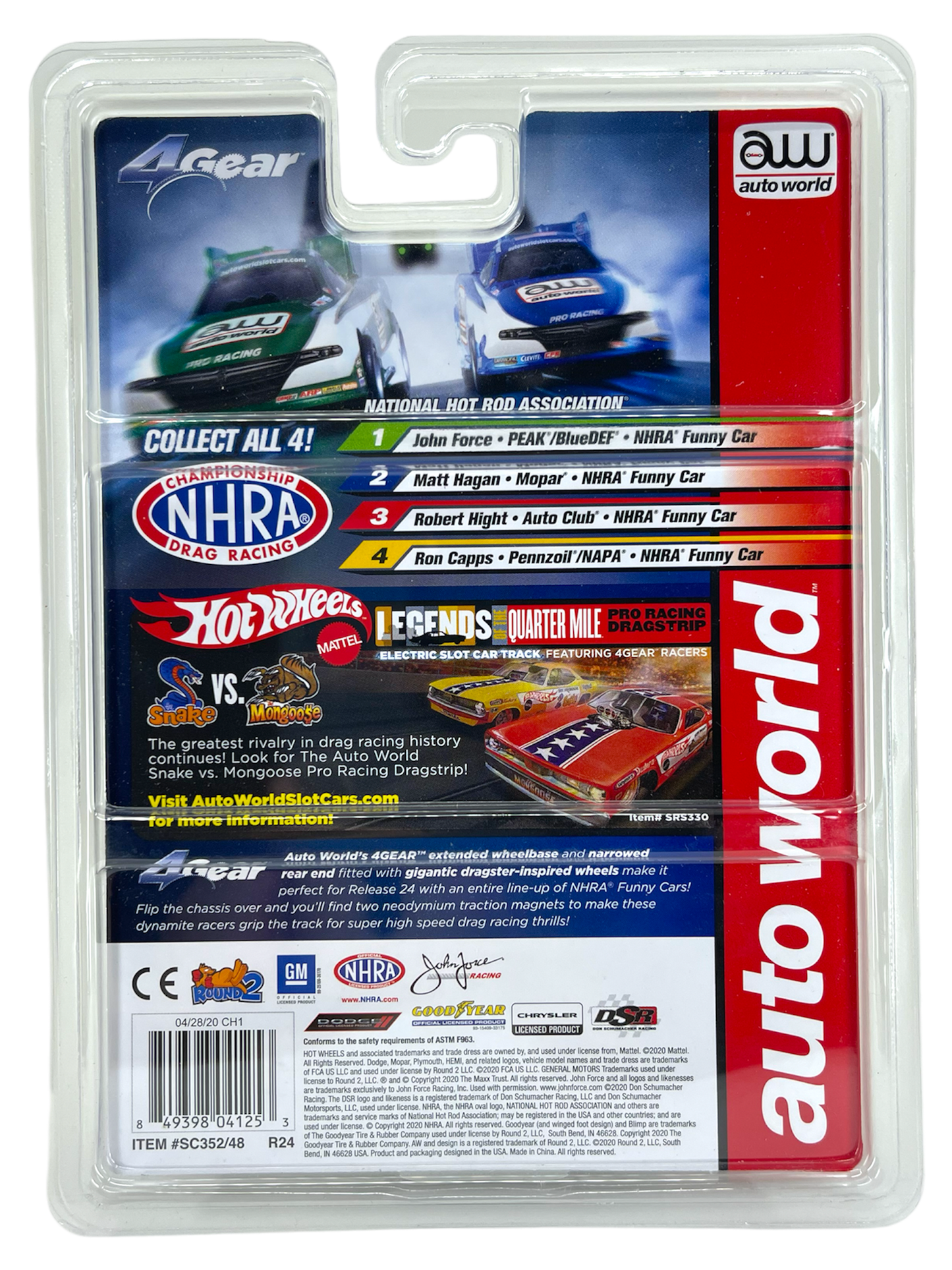 John Force NHRA Camaro Funny Car, Peak Blue DEF, iWheels Chase, 4Gear H.O. Scale Slot Car
