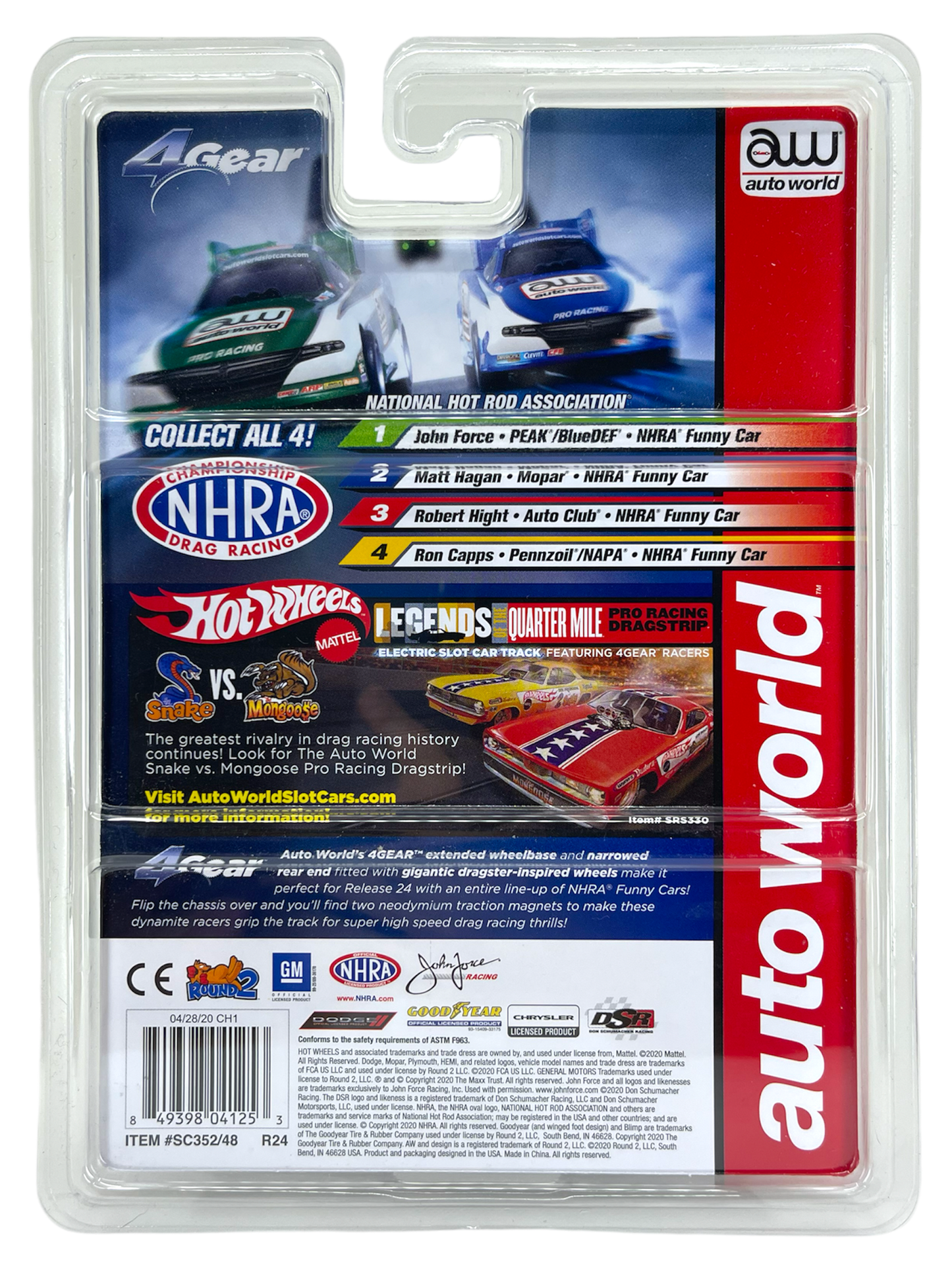 Robert Hight NHRA Chevy Funny Car iWheels Chase Auto World 4Gear, H.O. Scale Slot Car