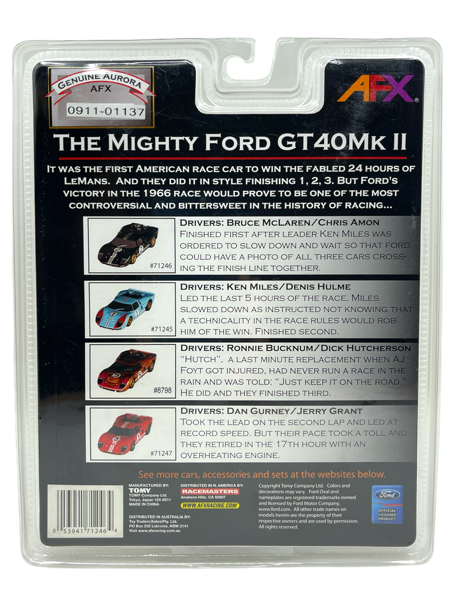 AFX Ford GT40 Mk II Collector Series, Black #2, Mega G Chassis, H.O. Scale Slot Car