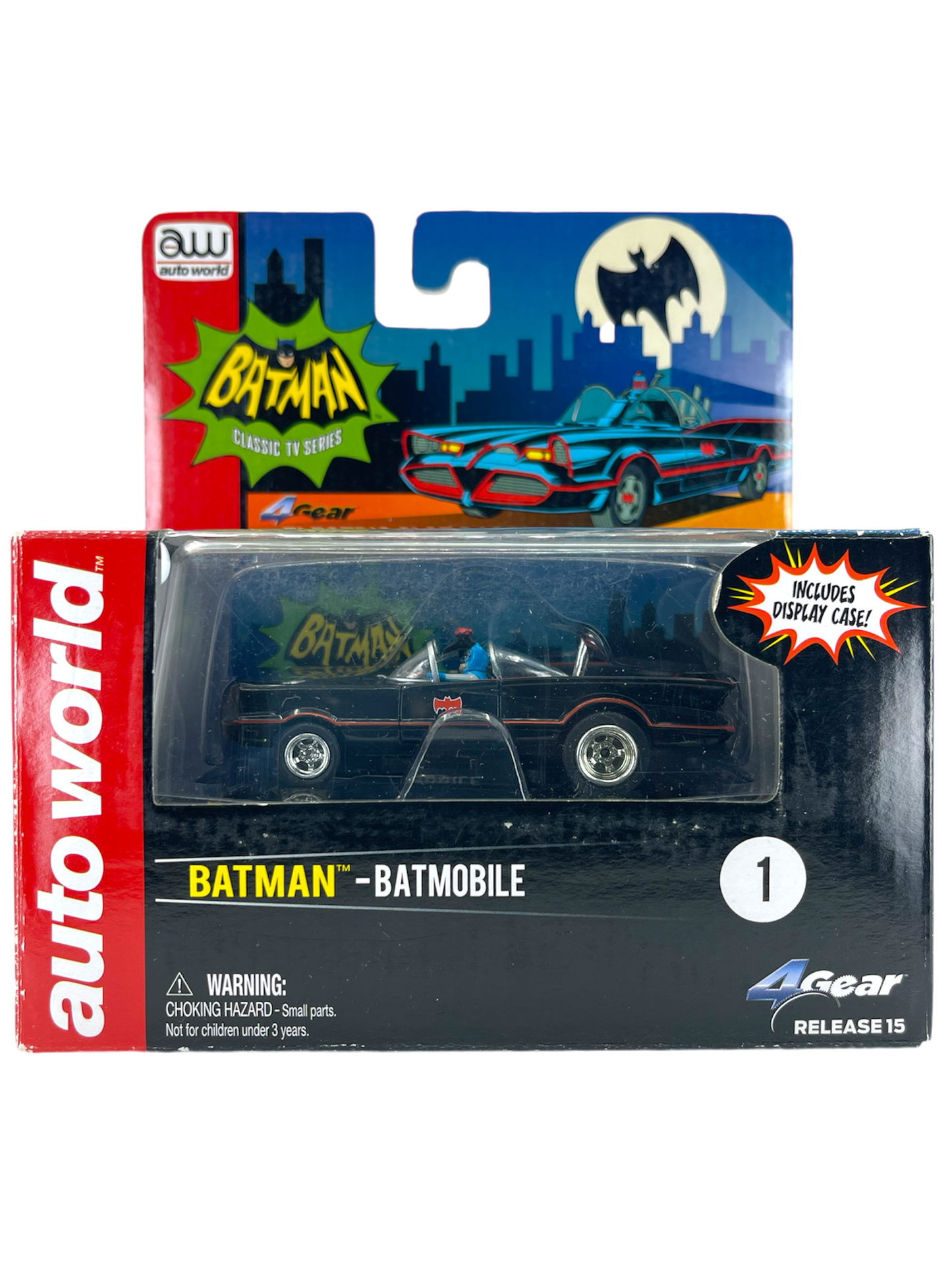 1966 Batman Batmobile, Black, H.O. Scale Slot Car, Auto World 4Gear Chassis