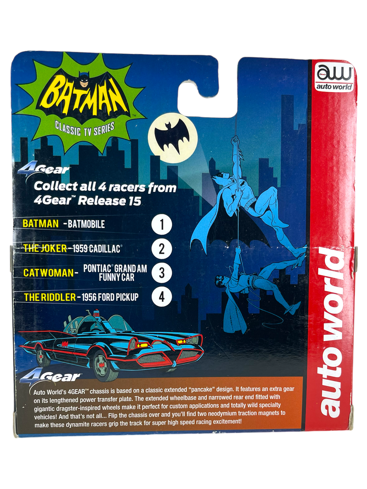 1966 Batman Batmobile, Black, H.O. Scale Slot Car, Auto World 4Gear Chassis