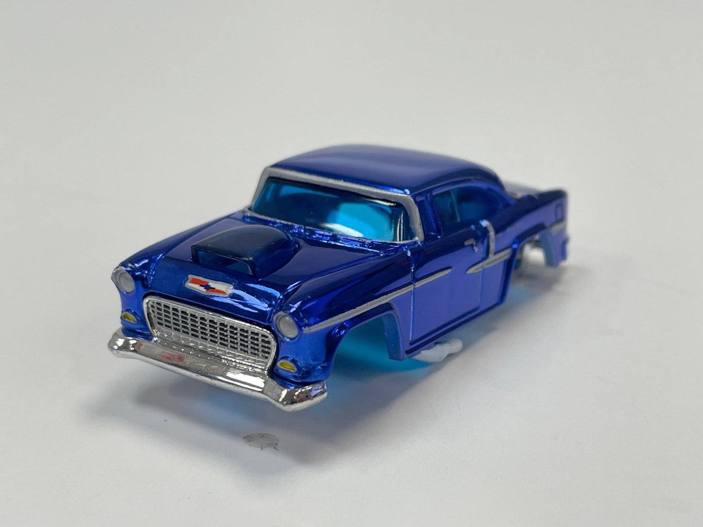 '55 Chevy Bel Air Body, Blue Chrome, Fits AFX & XTraction Chassis for H.O. Slot Cars