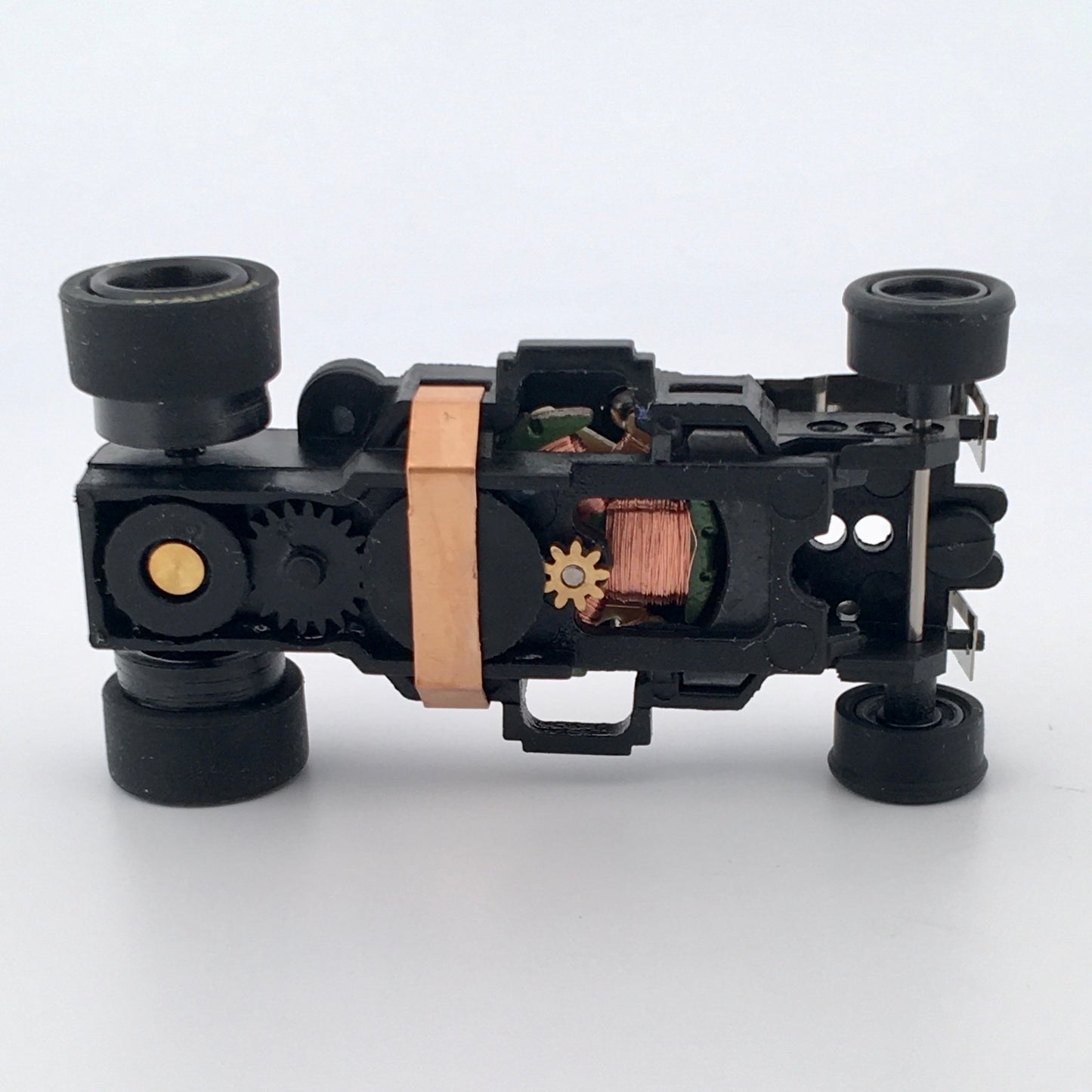 Auto World 4Gear Slot Car Chassis, Black Wheels, GoodYear Eagle Tires