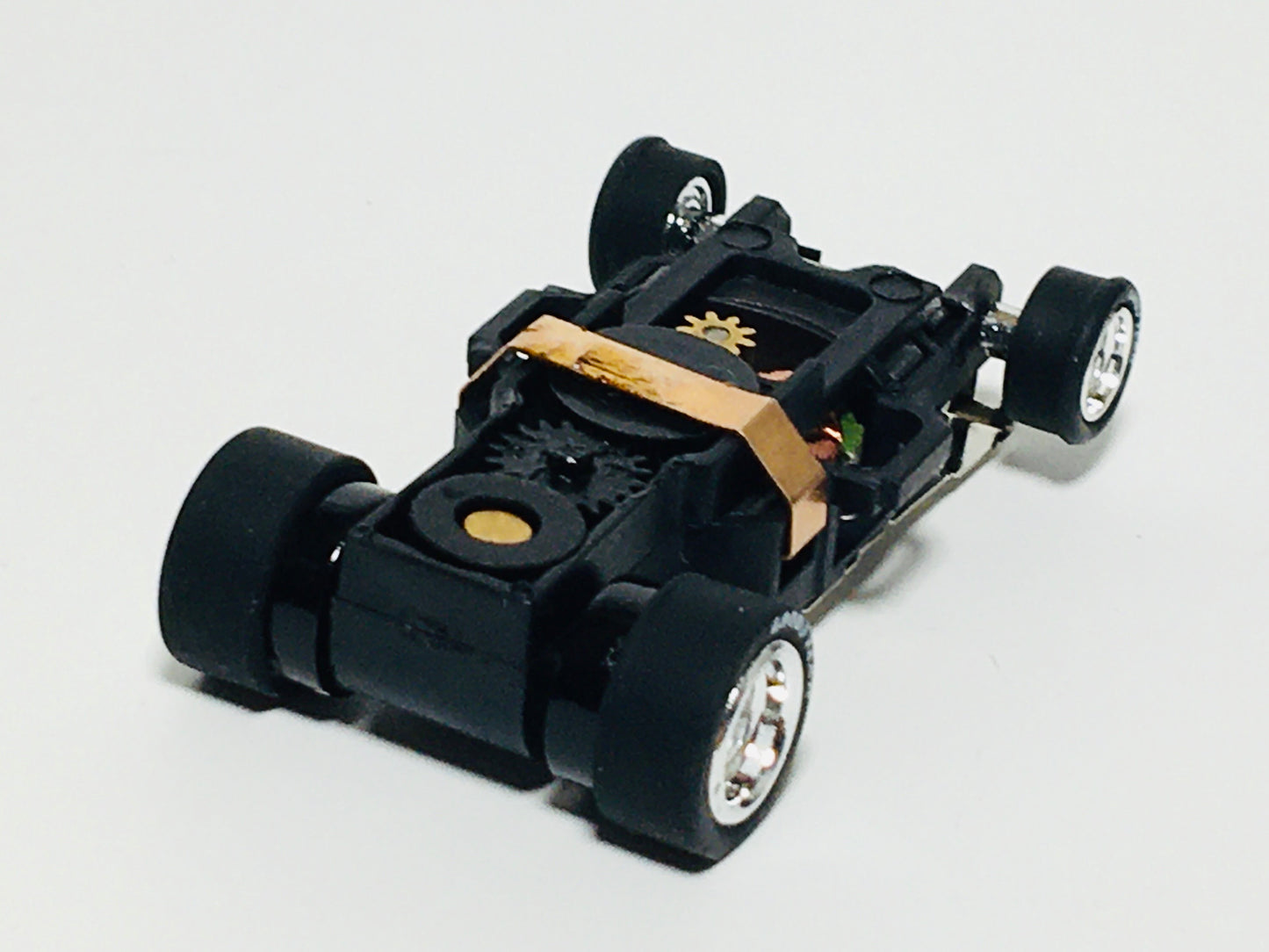 Auto World 4Gear Slot Car Chassis, Chrome Wheels, GoodYear Tires