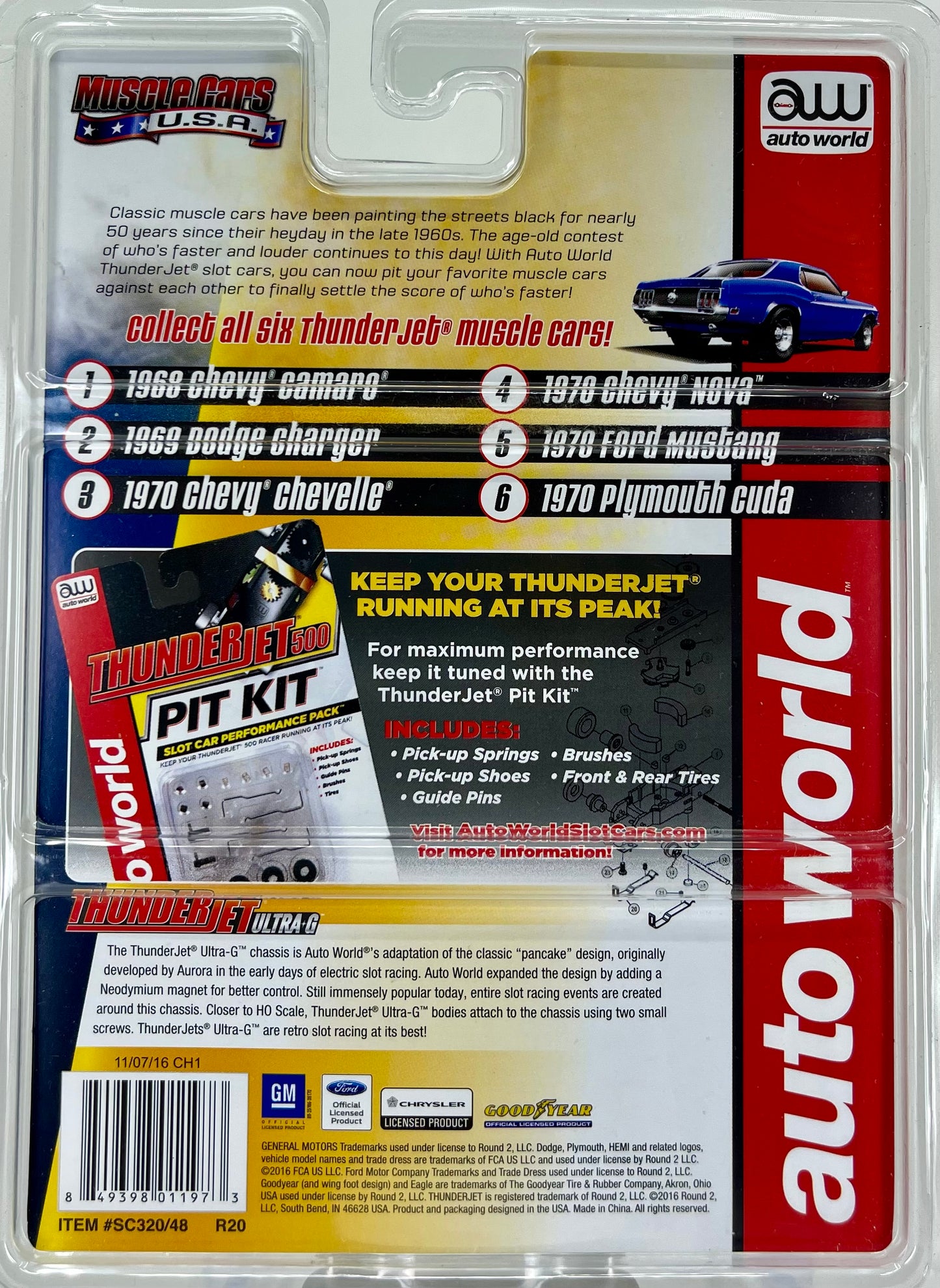 1970 Chevy Nova (Red) H.O. Scale Slot Car, ThunderJet Chassis