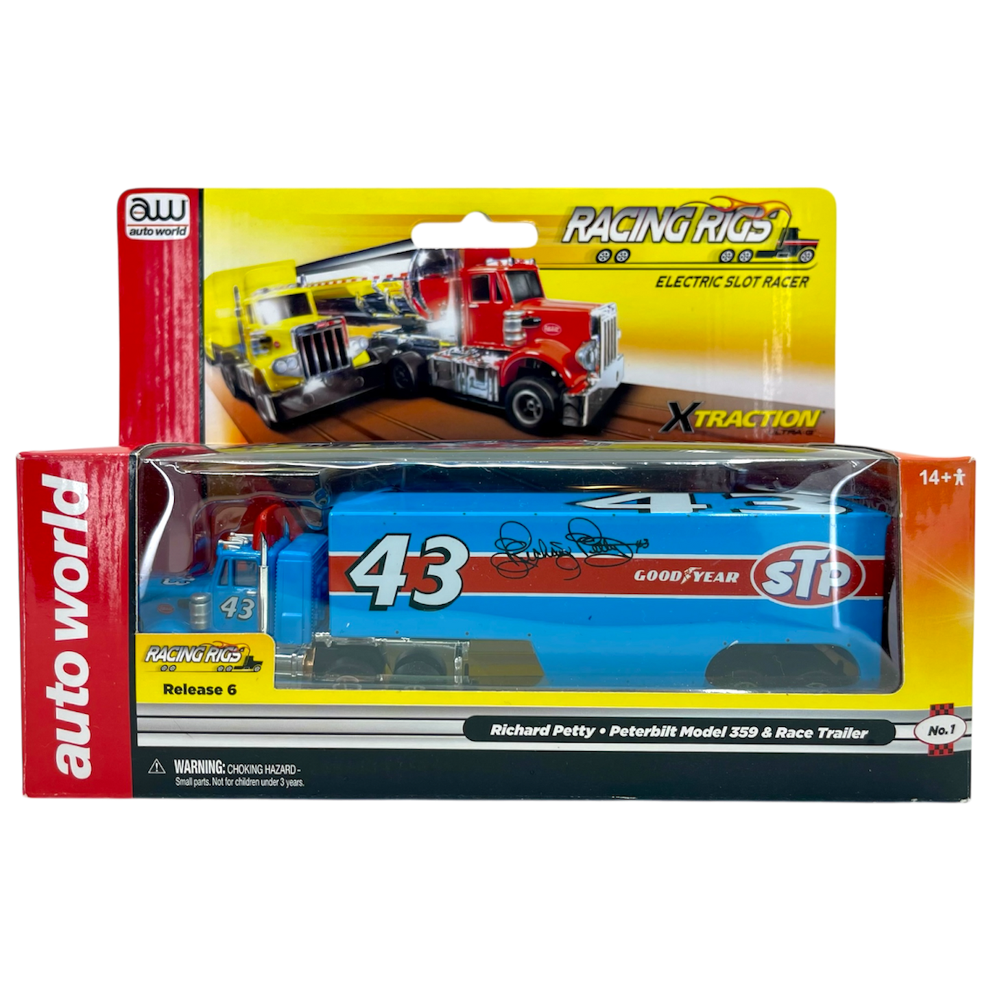 Auto World Richard Petty Peterbilt Semi Cab and Race Trailer Racing Rigs XTraction H.O. Slot Car