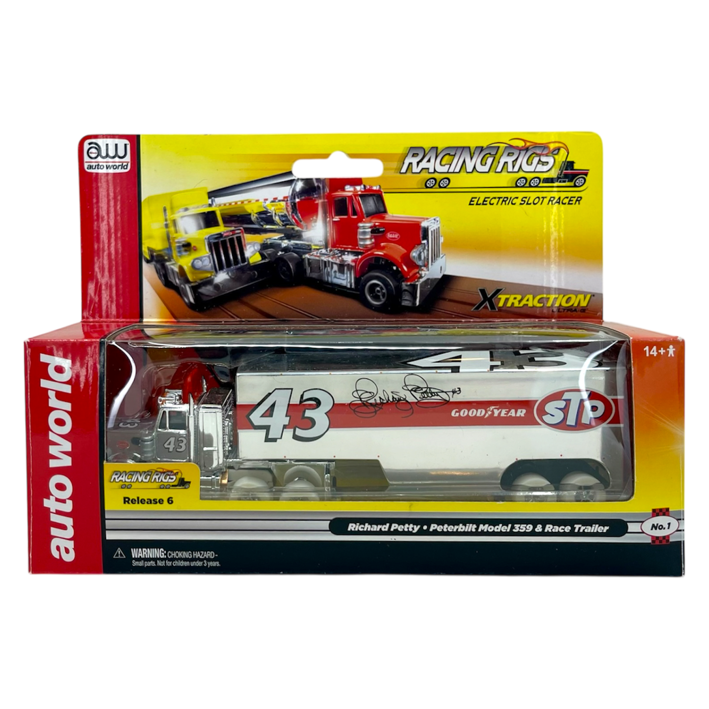 Auto World Richard Petty Peterbilt Semi Cab and Race Trailer iWheels Truck Racing Rigs XTraction H.O. Slot Car