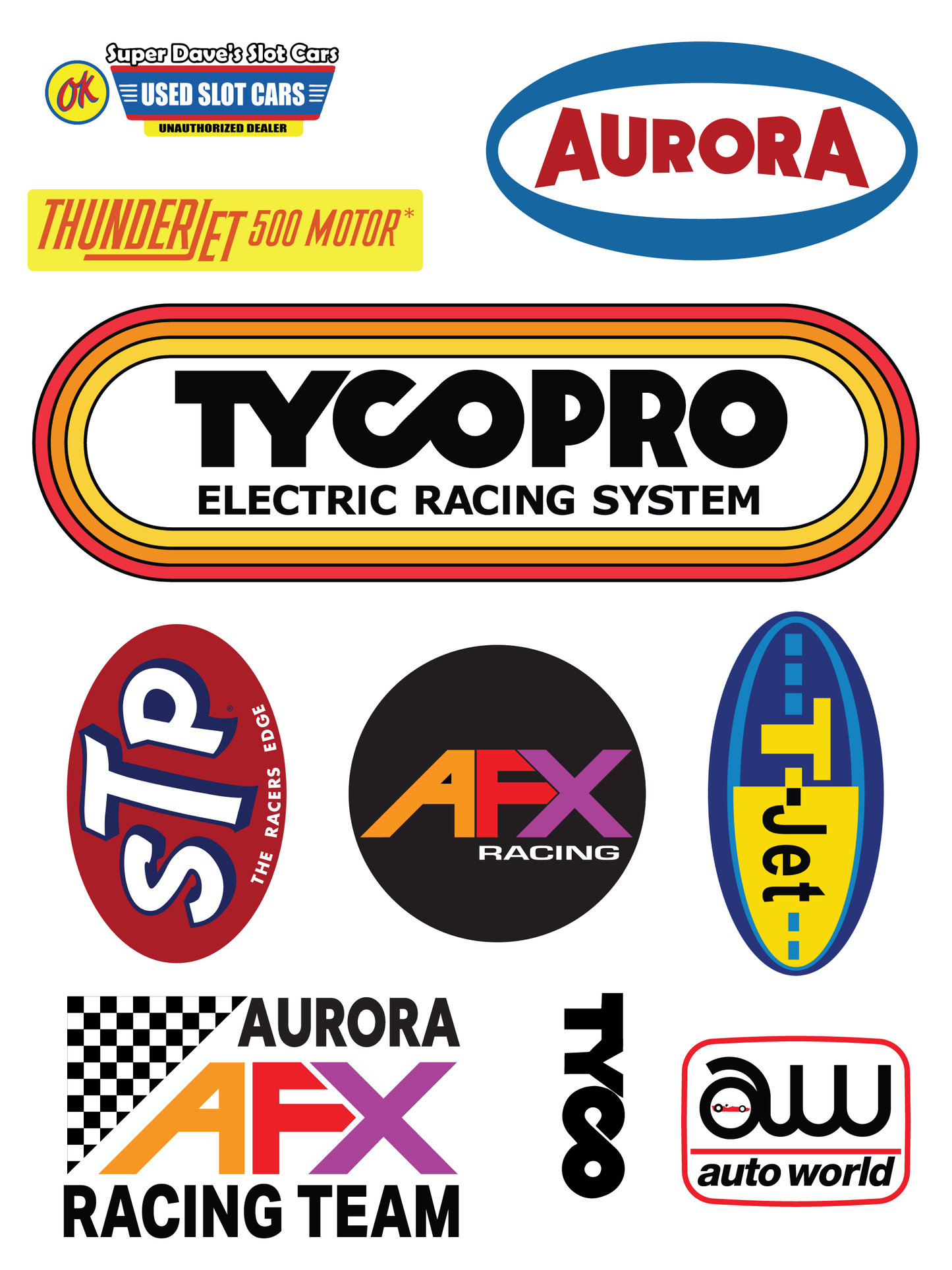 Slot Car Logo Sticker Sheet