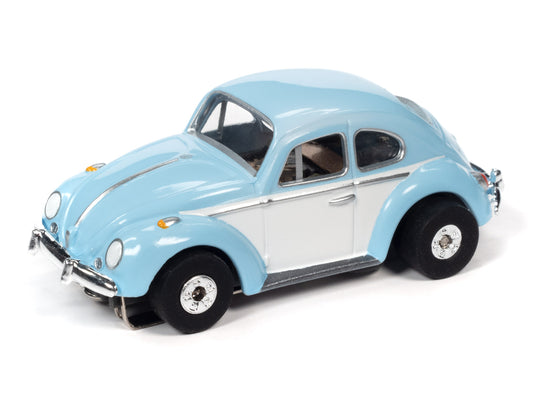 1966 Volkswagen Beetle (Blue) H.O. Scale Slot Car, ThunderJet Chassis