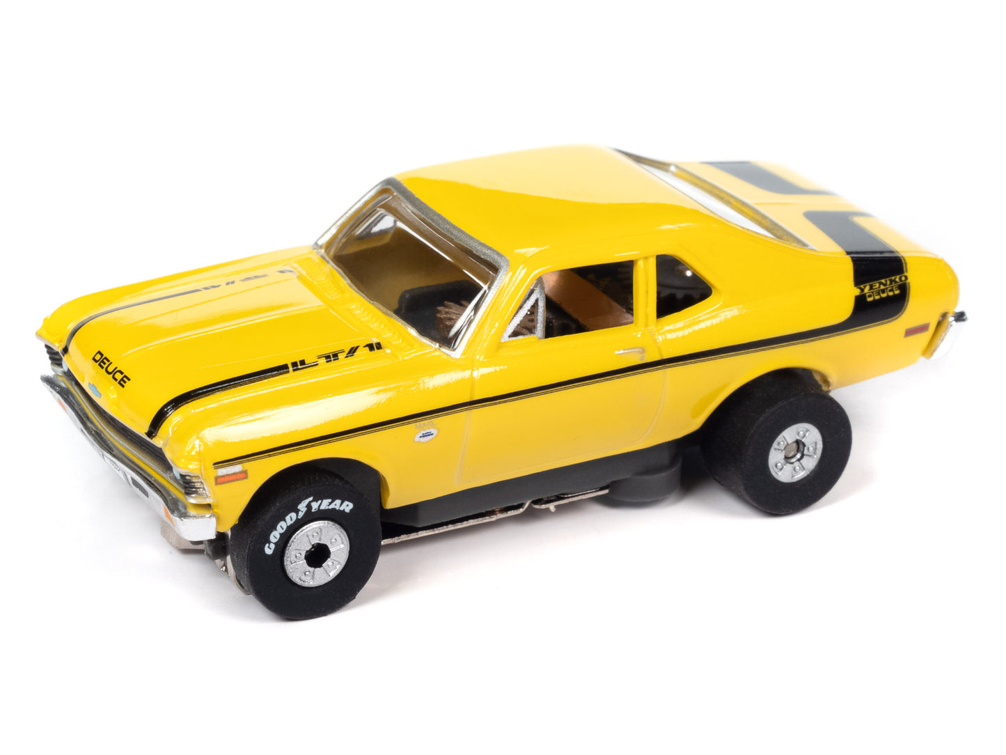 1970 Chevy Nova Yenko Deuce (Yellow) H.O. Scale Slot Car, ThunderJet Chassis