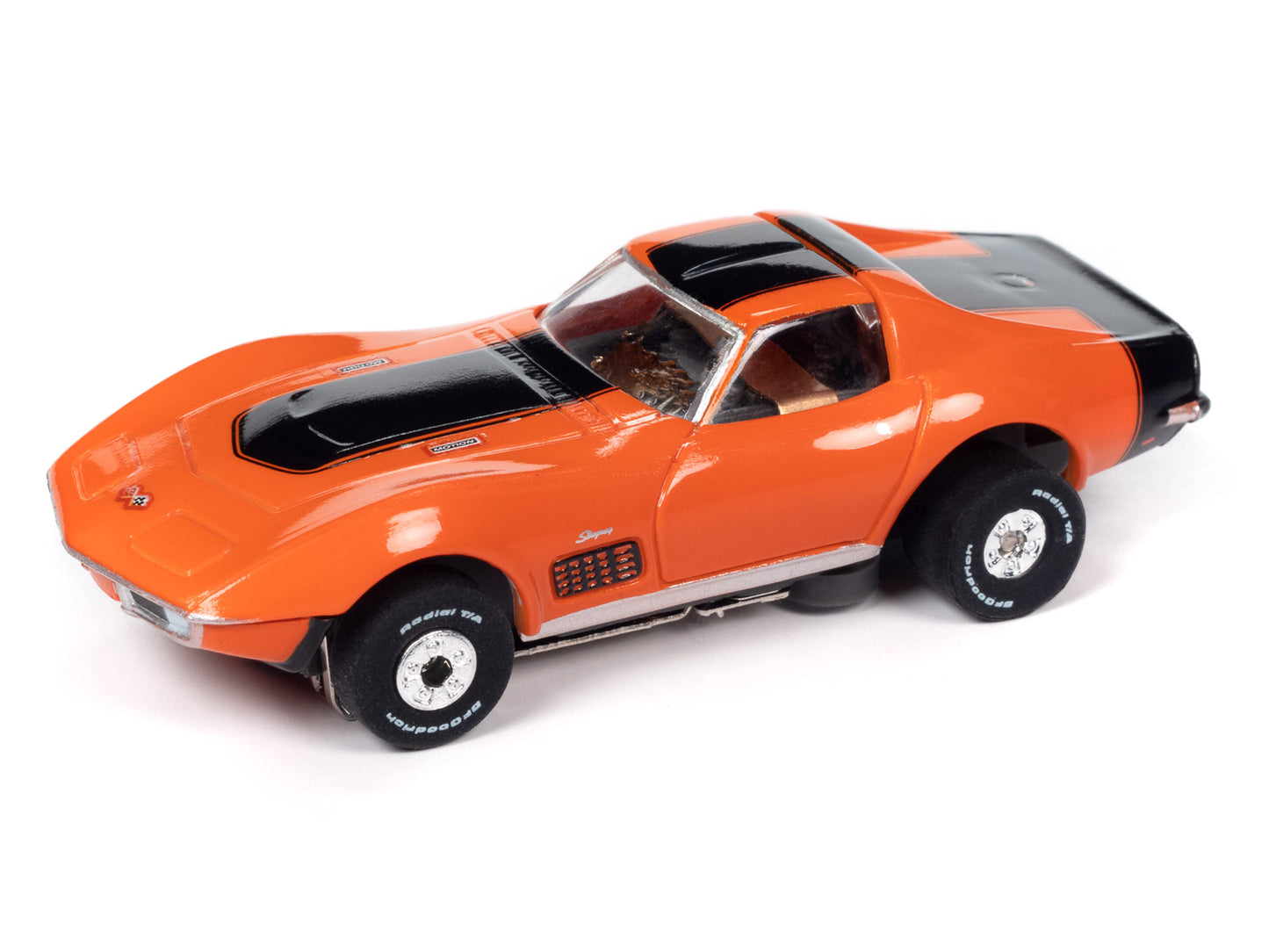 1970 Chevy Corvette Baldwin Motion (Orange) H.O. Scale Slot Car, ThunderJet Chassis