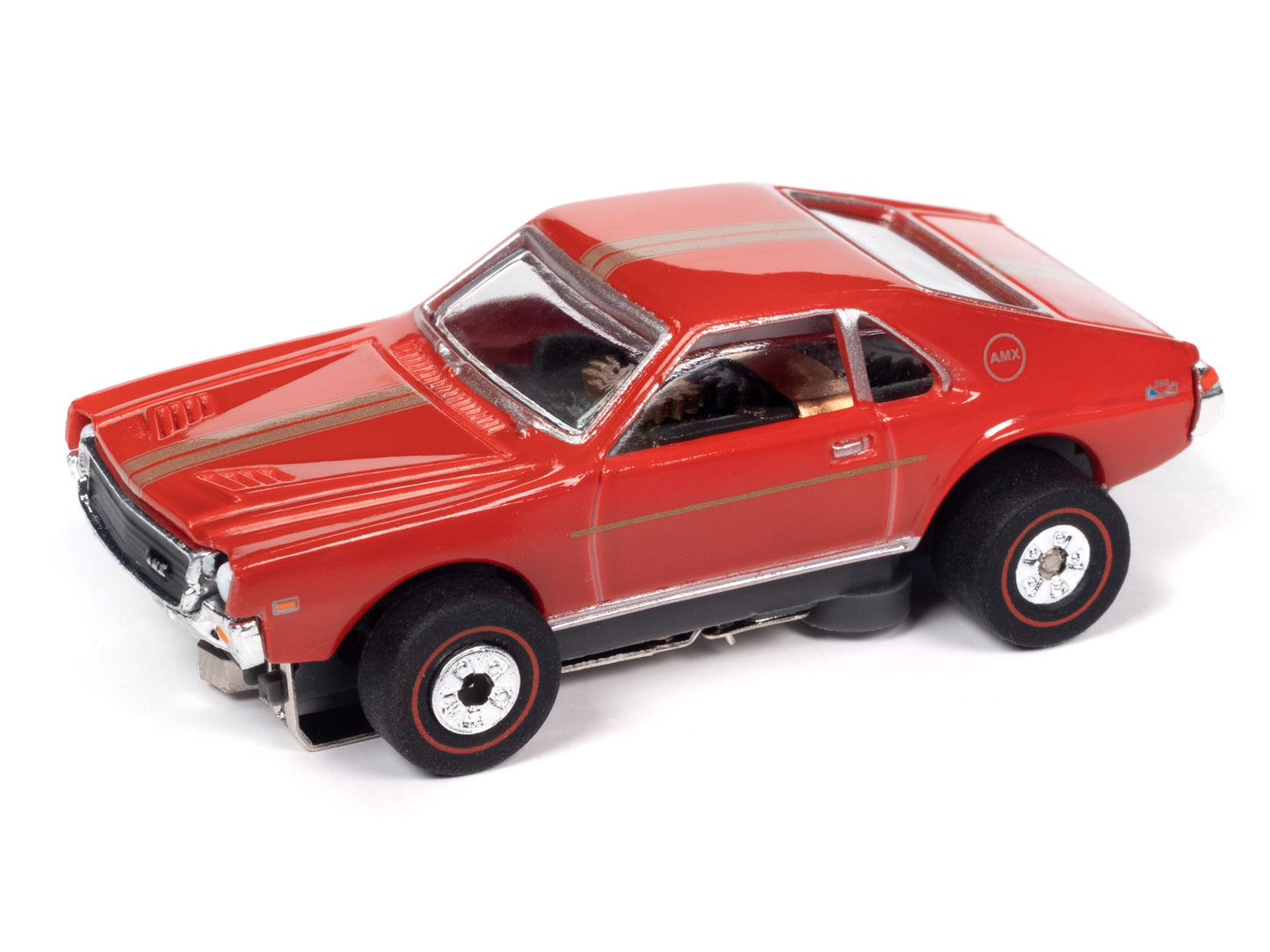 1969 AMC AMX Collier Motors (Red) H.O. Scale Slot Car, ThunderJet Chassis