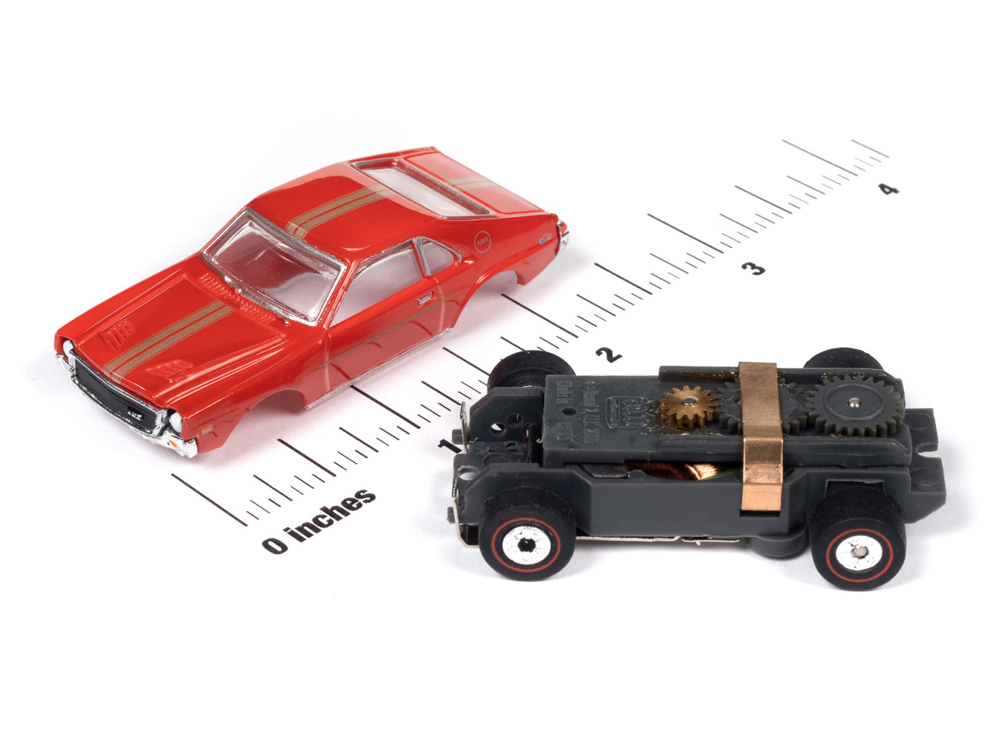 1969 AMC AMX Collier Motors (Red) H.O. Scale Slot Car, ThunderJet Chassis