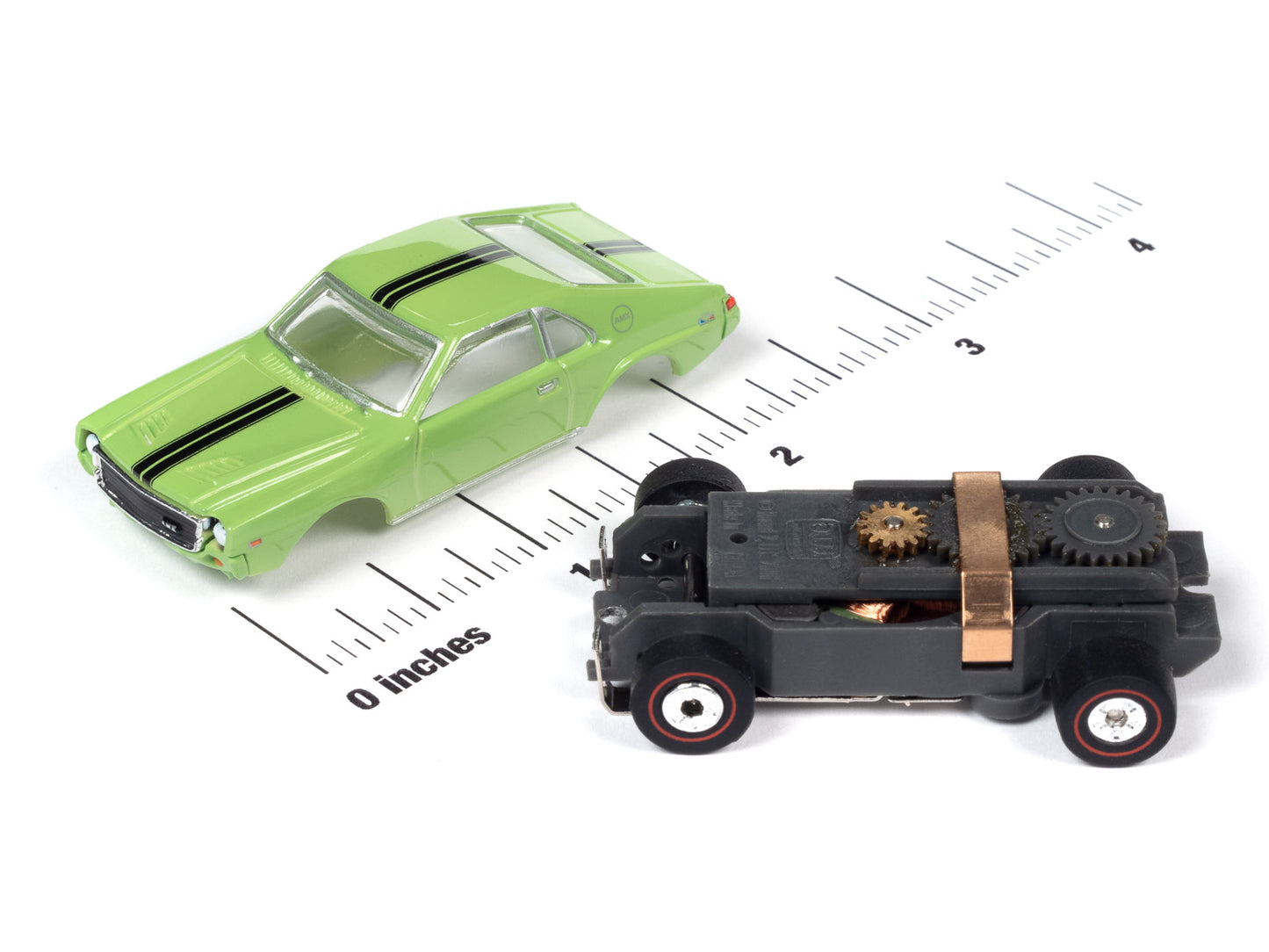 1969 AMC AMX Collier Motors (Green) H.O. Scale Slot Car, ThunderJet Chassis