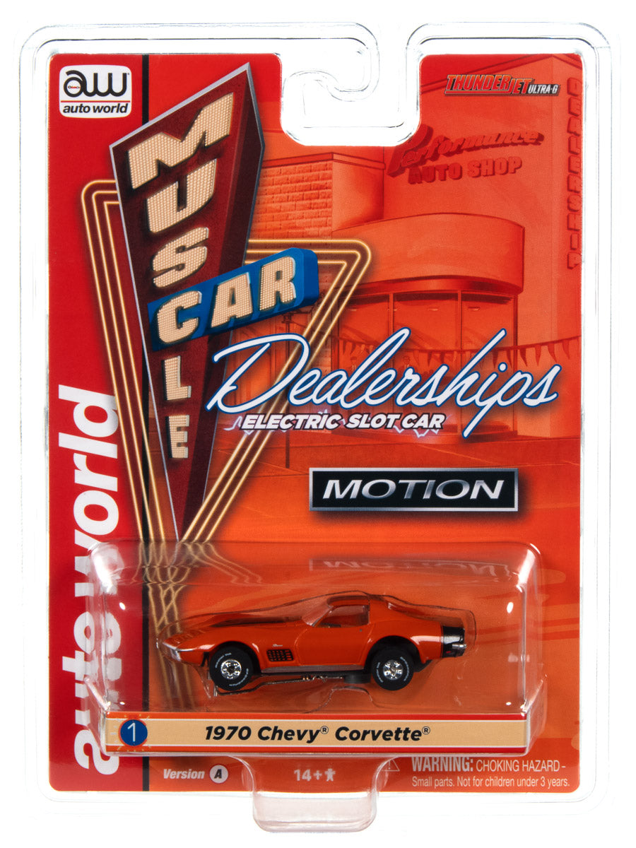 1970 Chevy Corvette Baldwin Motion (Orange) H.O. Scale Slot Car, ThunderJet Chassis
