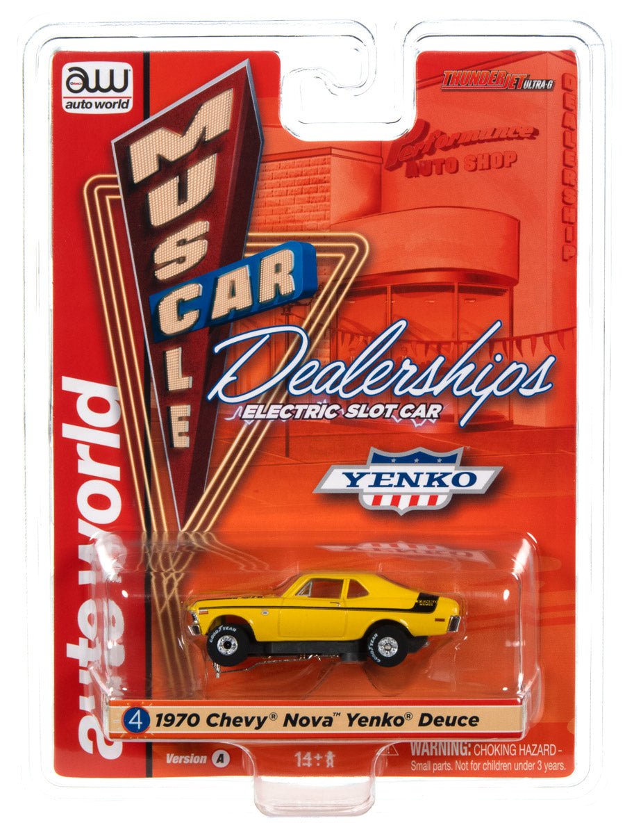 1970 Chevy Nova Yenko Deuce (Yellow) H.O. Scale Slot Car, ThunderJet Chassis