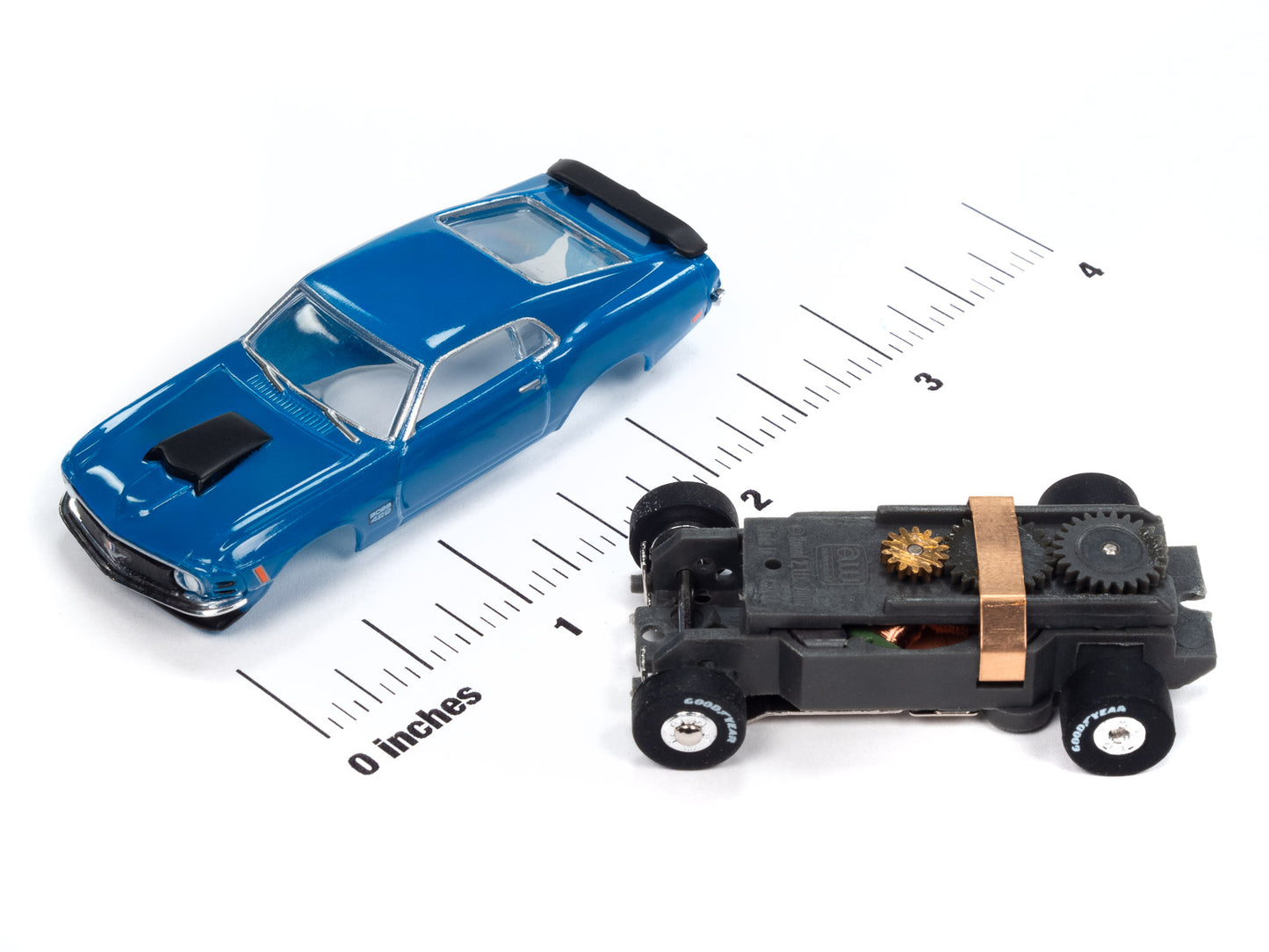 1970 Ford Mustang Boss 429 (Blue) H.O. Scale Slot Car, ThunderJet Chassis | Auto World