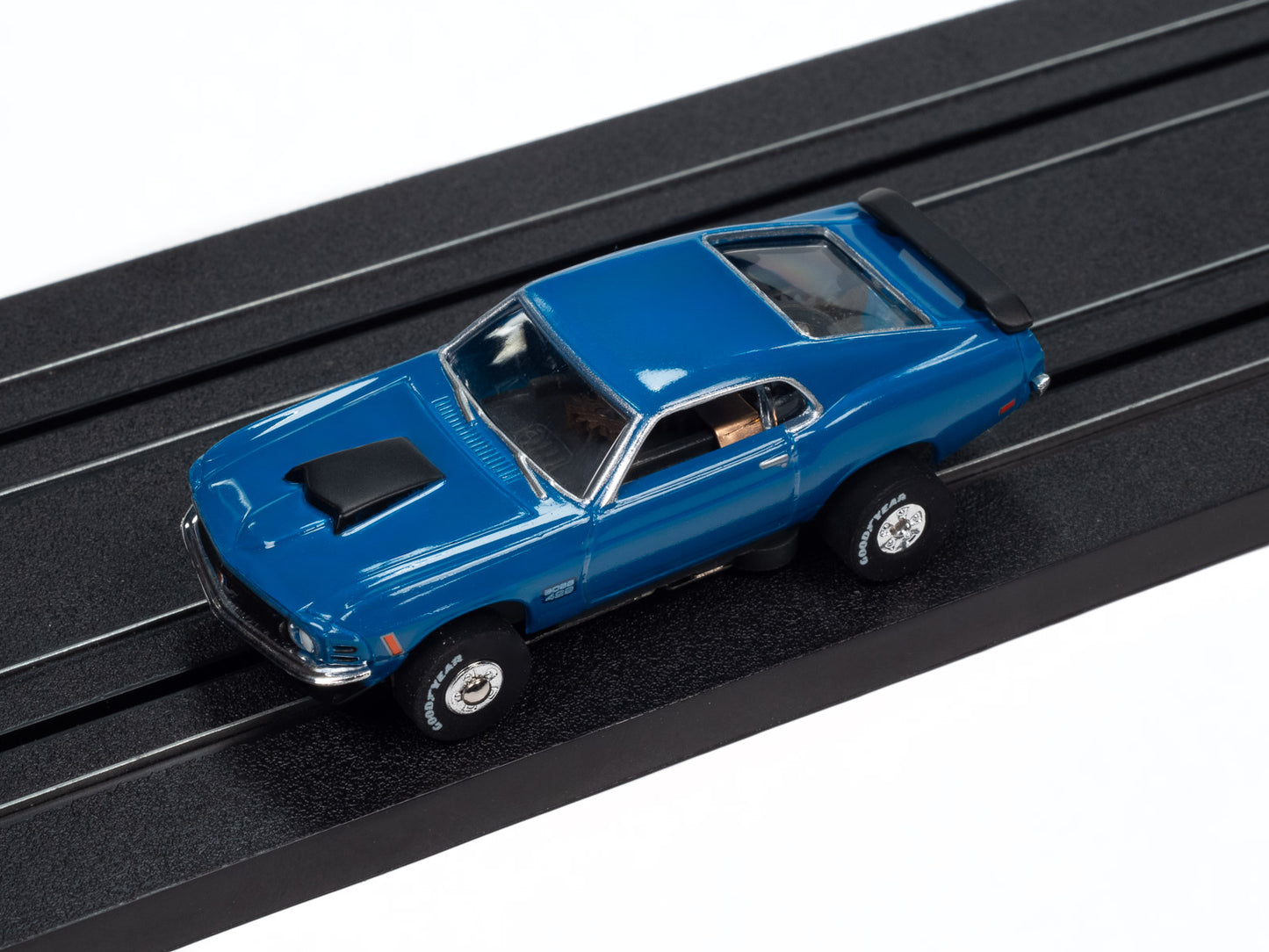 1970 Ford Mustang Boss 429 (Blue) H.O. Scale Slot Car, ThunderJet Chassis | Auto World