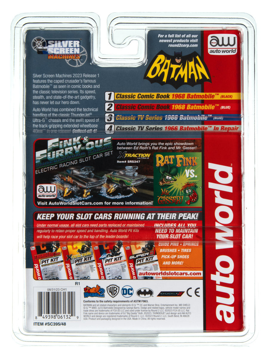 Batmobile Classic Comic Book (Black) H.O. Scale Slot Car, ThunderJet Chassis