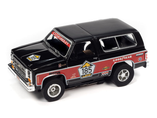 1977 Chevy K5 Blazer (Black/Red) H.O. Scale Slot Car, Xtraction Chassis