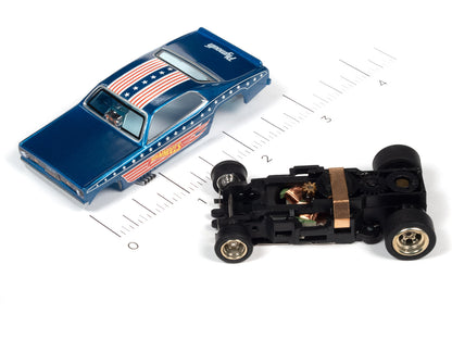 1970 Plymouth Duster Funny Car (Blue) H.O. Scale Slot Car, 4 Gear Chassis