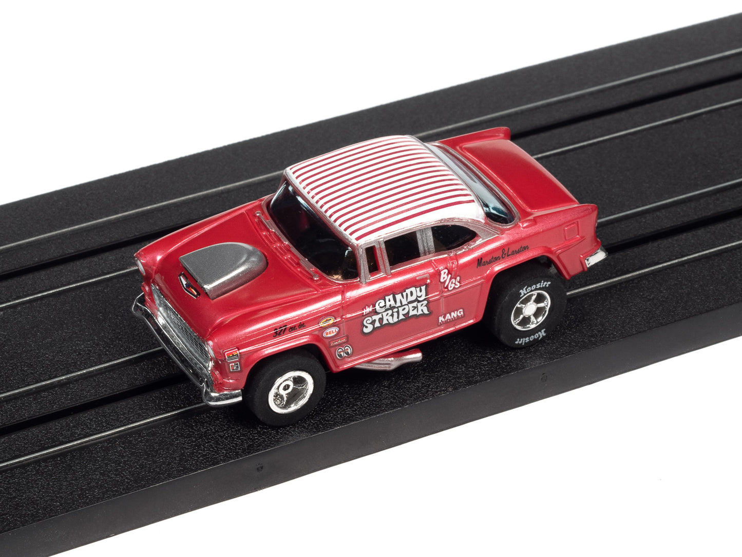 1955 Chevy Bel Air Gasser (Pink) H.O. Scale Slot Car, Xtraction Chassis