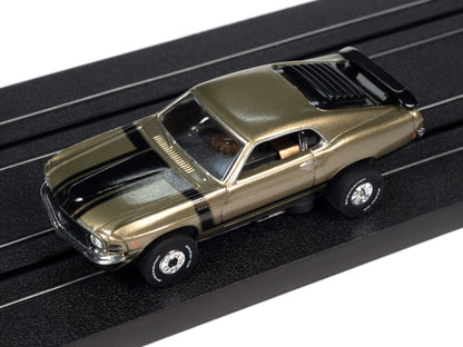 1970 Ford Mustang Boss 302 (Gold) H.O. Scale Slot Car, ThunderJet Chassis