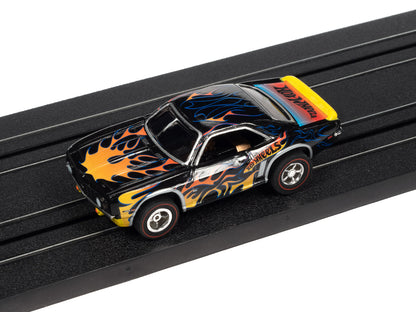 1969 Chevy Camaro SS (Black/Flames) H.O. Scale Slot Car, Xtraction Chassis