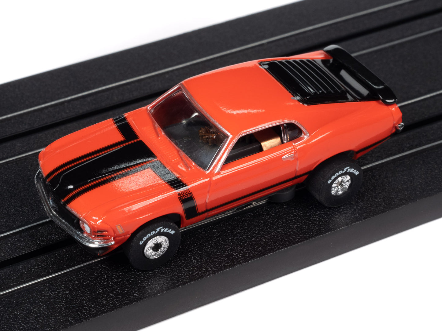 1970 Ford Mustang Boss 302 (Red) H.O. Scale Slot Car, ThunderJet Chassis