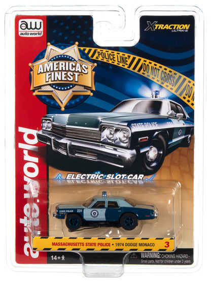 1974 Dodge Monaco Massachusetts State Police H.O. Scale Slot Car, Xtraction Chassis