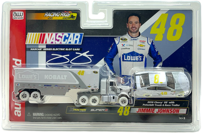 2016 Chevy SS with Peterbilt Truck & Race Trailer 48 Jimmie Johnson iWheels Chase H.O. Scale Slot Car