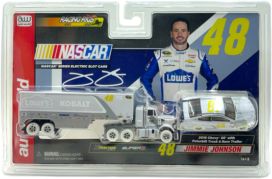 2016 Chevy SS with Peterbilt Truck & Race Trailer 48 Jimmie Johnson iWheels Chase H.O. Scale Slot Car