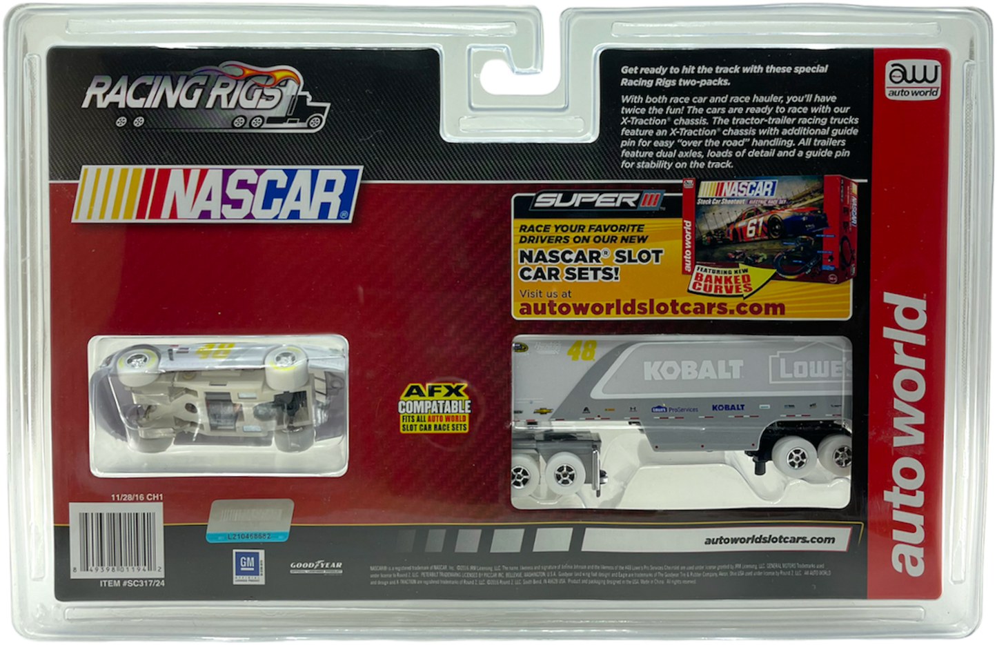 2016 Chevy SS with Peterbilt Truck & Race Trailer 48 Jimmie Johnson iWheels Chase H.O. Scale Slot Car