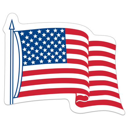 4" x 3.25" Waving American Flag Shape Stickers