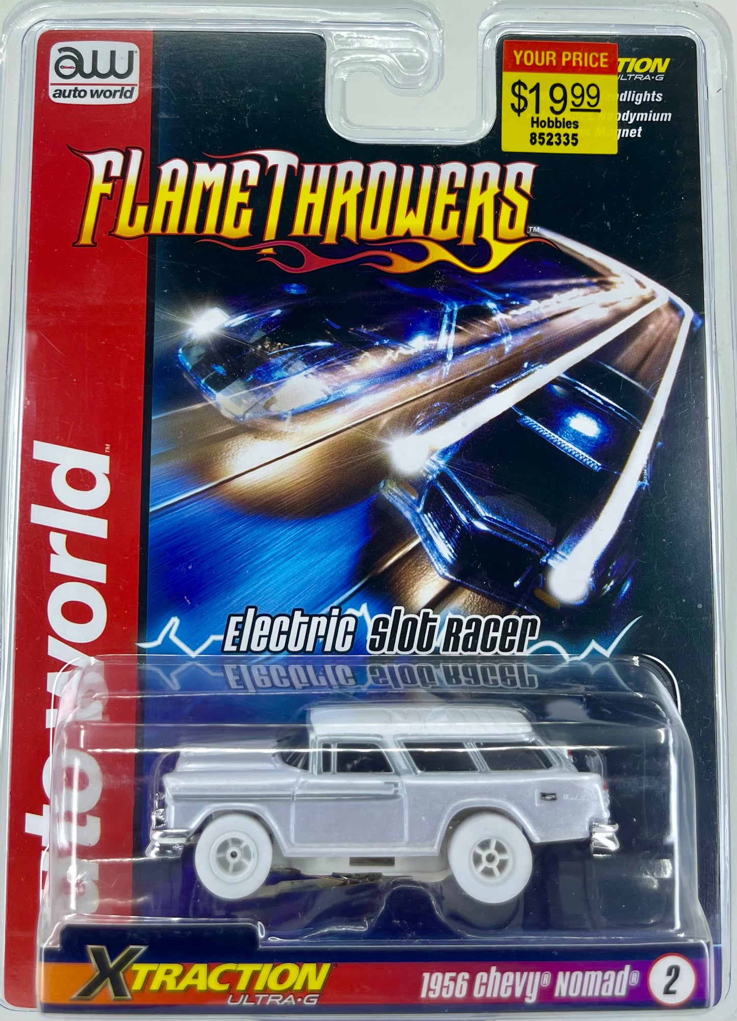 1956 Chevy Nomad Flame Thrower iWheels Chase H.O. Scale Slot Car, Xtraction Chassis