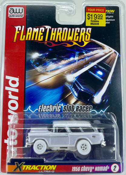 1956 Chevy Nomad Flame Thrower iWheels Chase H.O. Scale Slot Car, Xtraction Chassis