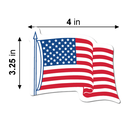 4" x 3.25" Waving American Flag Shape Stickers